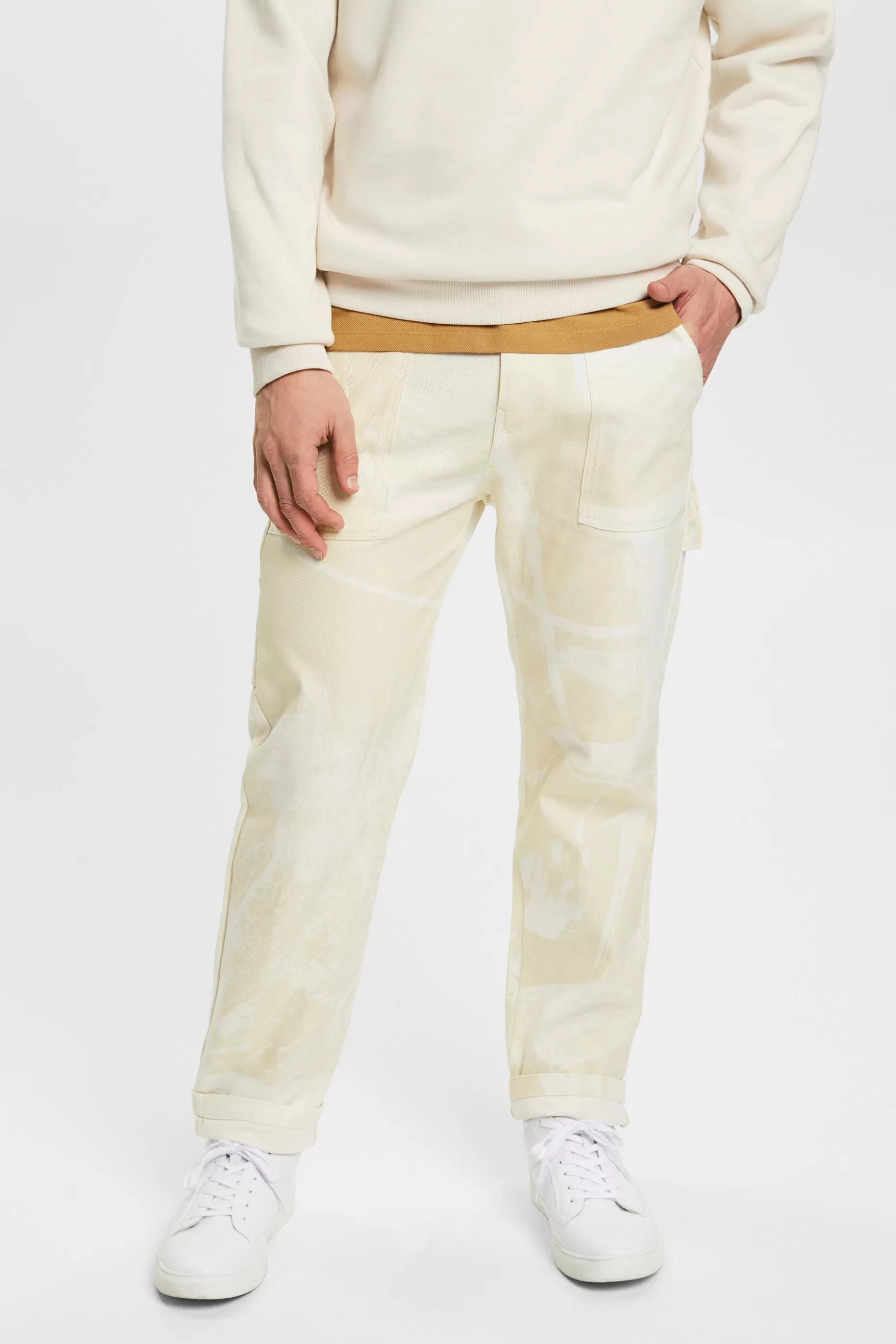 ESPRIT Straight leg cargo trousers with pattern at our Online Shop *Men Pants + Joggers