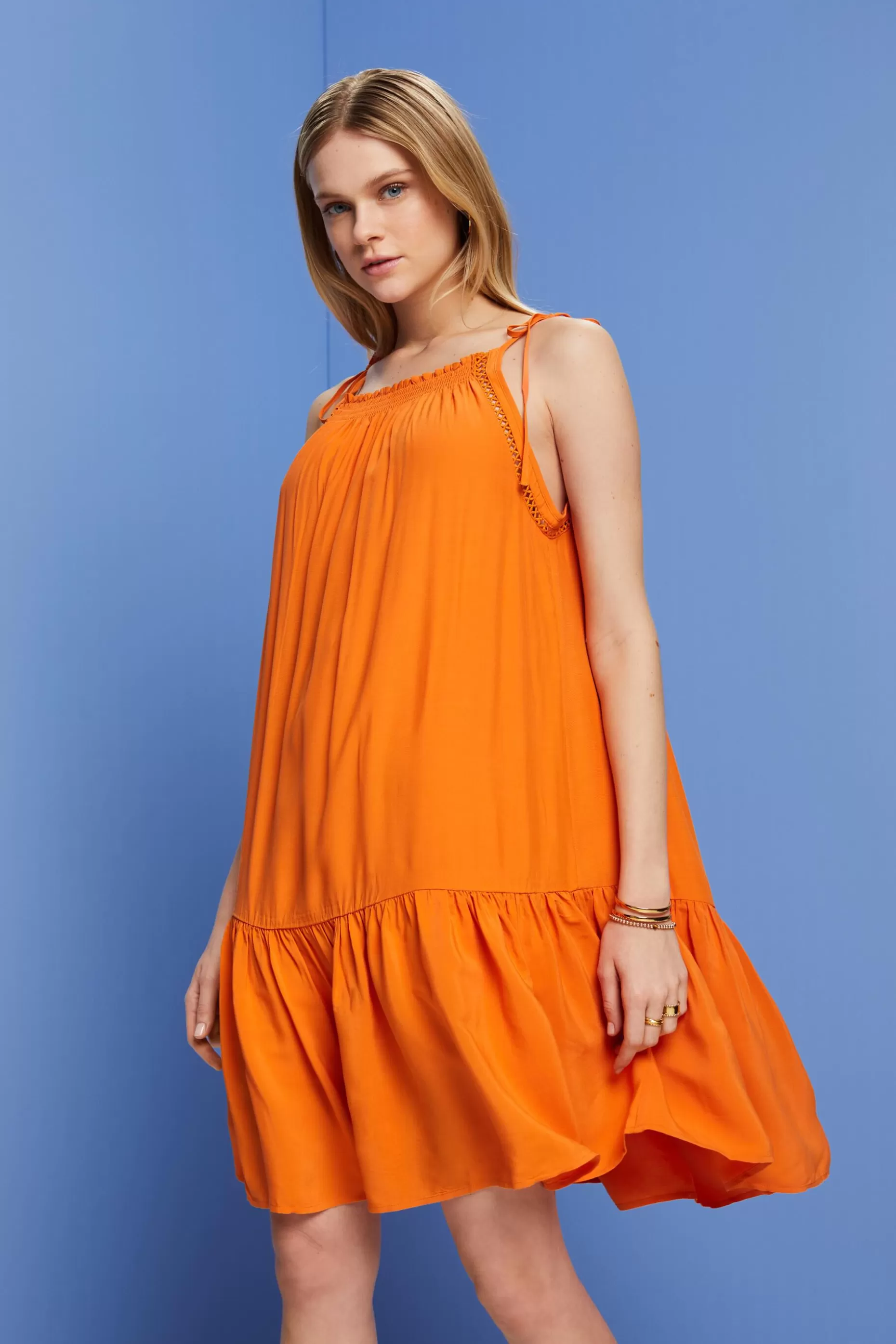 ESPRIT Strappy dress with smock at our Online Shop *Women Dresses + Jumpsuits