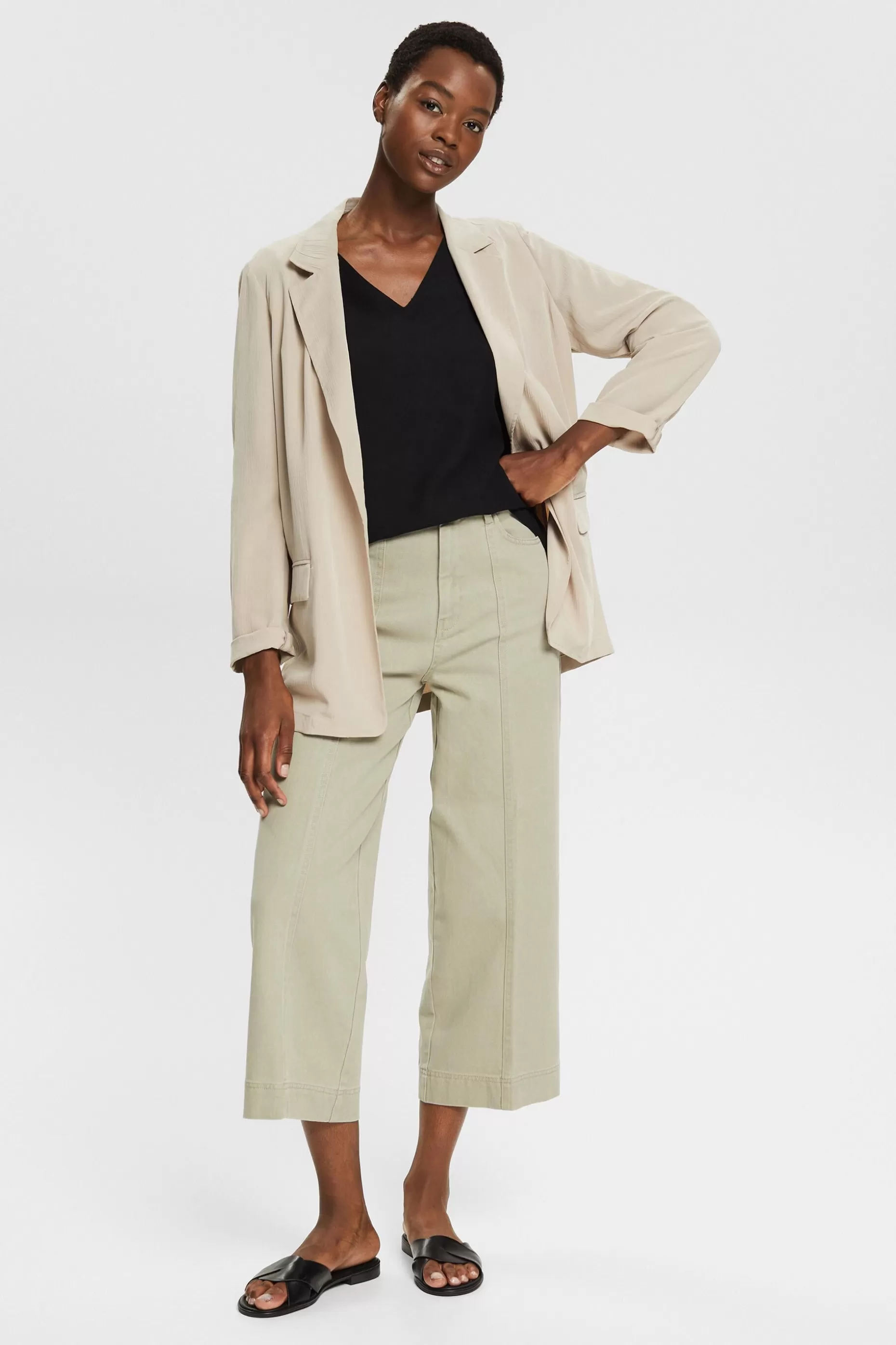 ESPRIT Stretch blouse with open edges at our Online Shop *Women T-Shirts + Tops