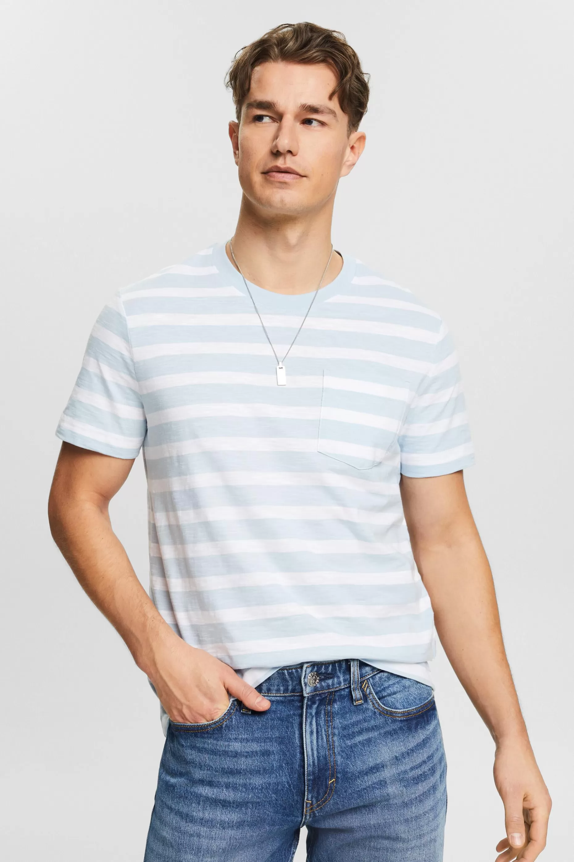 ESPRIT Striped Cotton Jersey T-Shirt at our Online Shop *Men T-Shirts + Polos