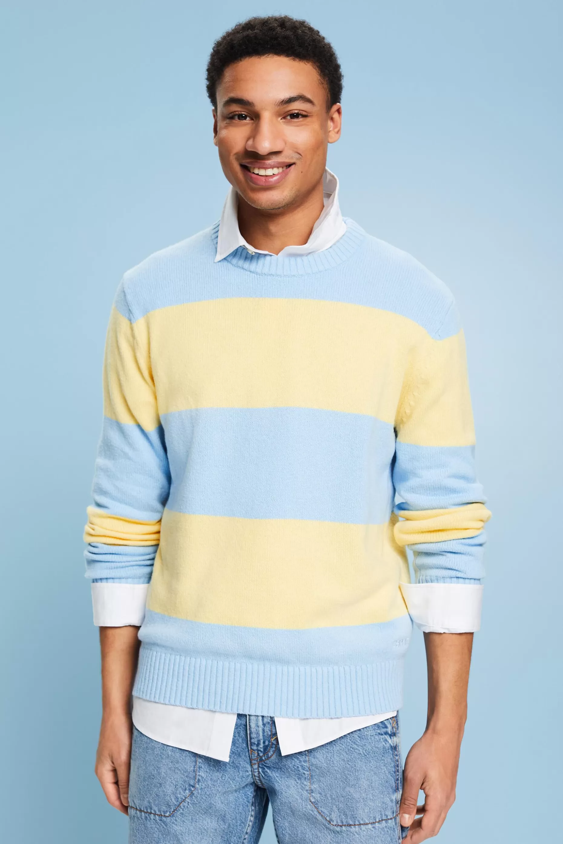 ESPRIT Striped Crewneck Sweater at our Online Shop *Men The Pastel Edit