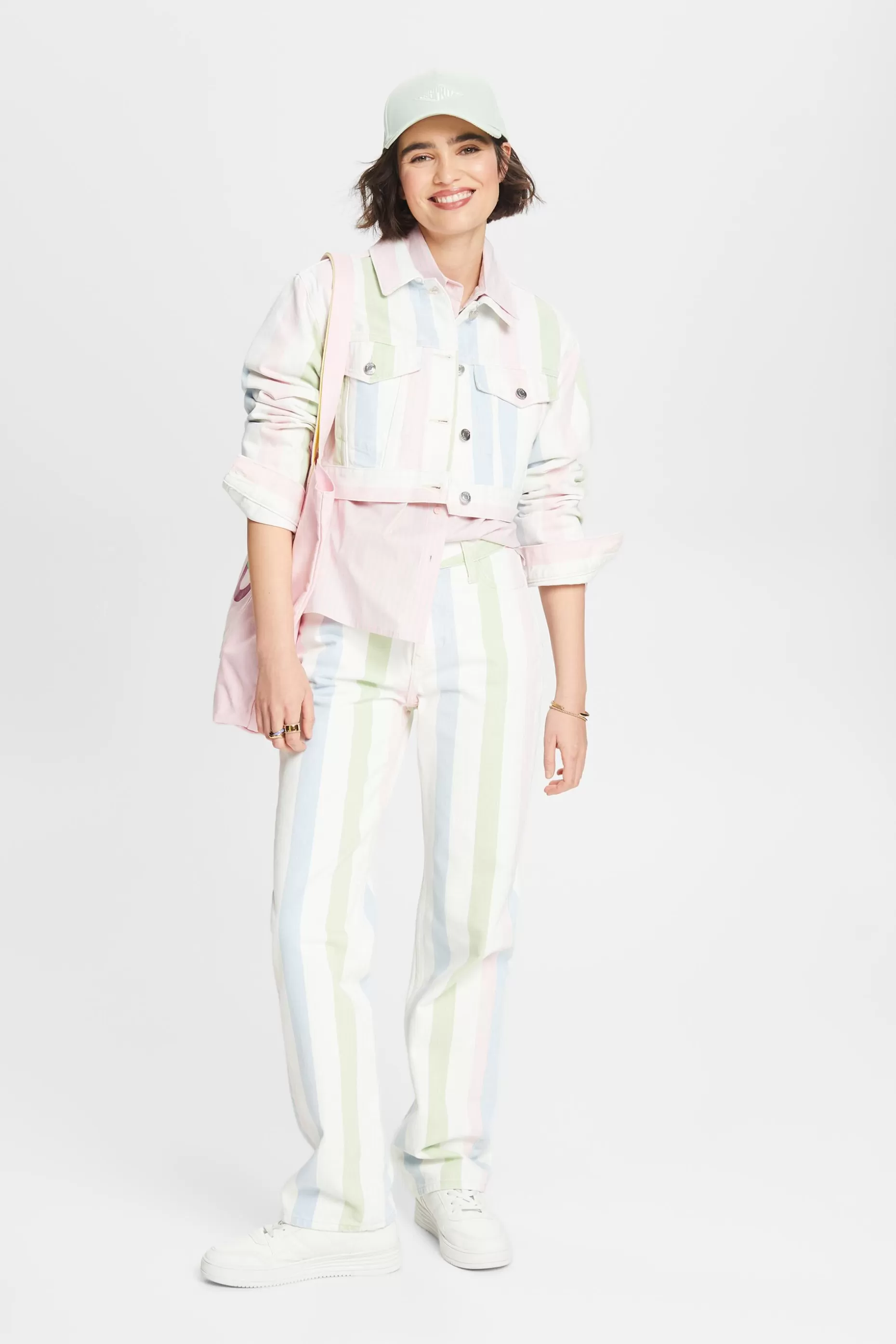 ESPRIT Striped Cropped Denim Jacket at our Online Shop *Women Jackets + Coats