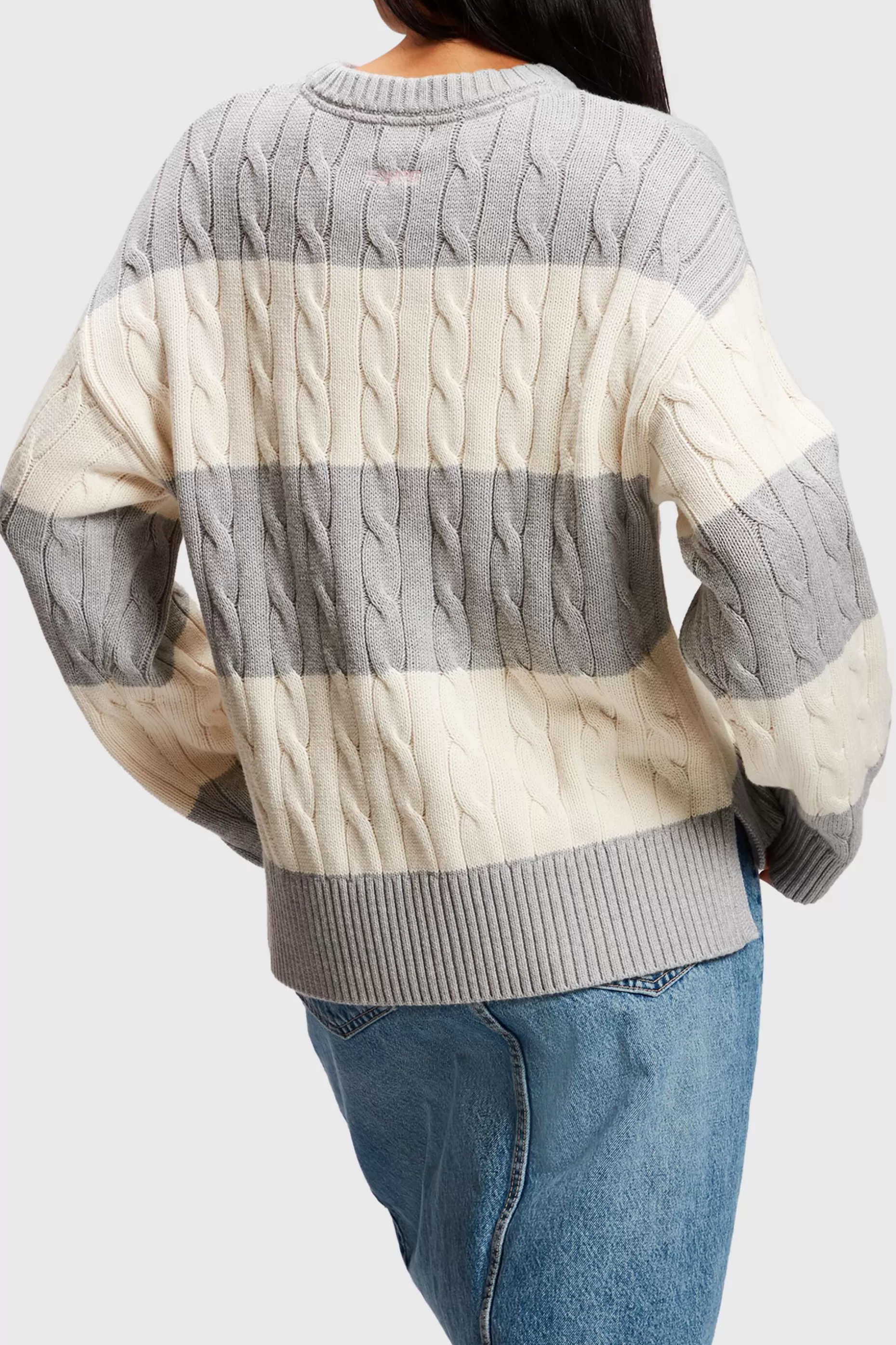 ESPRIT Striped Dolphin Logo Cable Knit Sweater at our Online Shop * Sale Under $75
