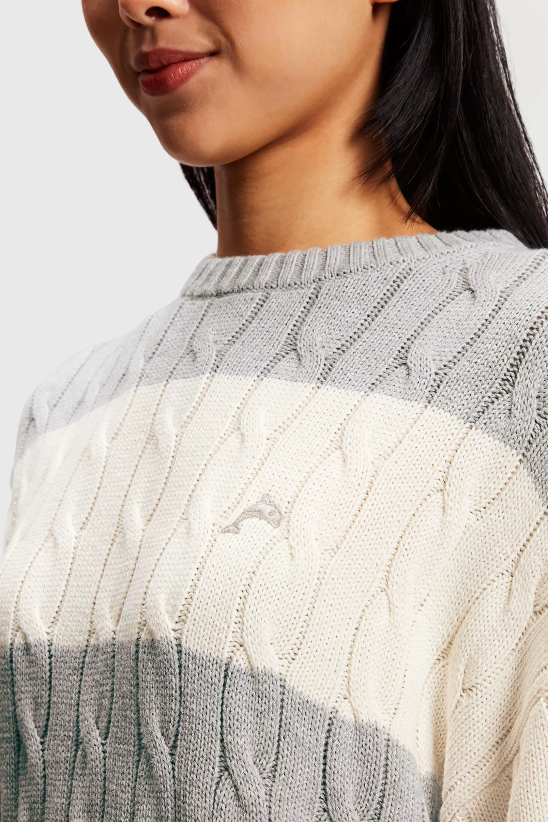 ESPRIT Striped Dolphin Logo Cable Knit Sweater at our Online Shop * Sale Under $75