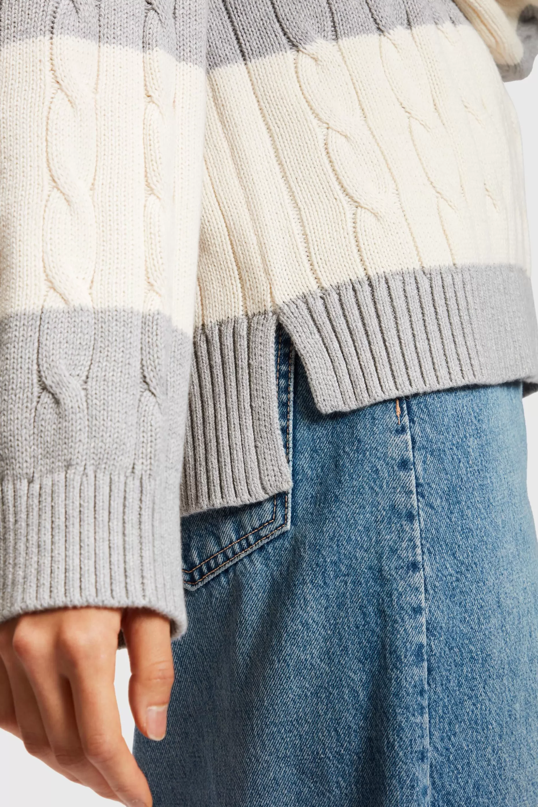 ESPRIT Striped Dolphin Logo Cable Knit Sweater at our Online Shop * Sale Under $75