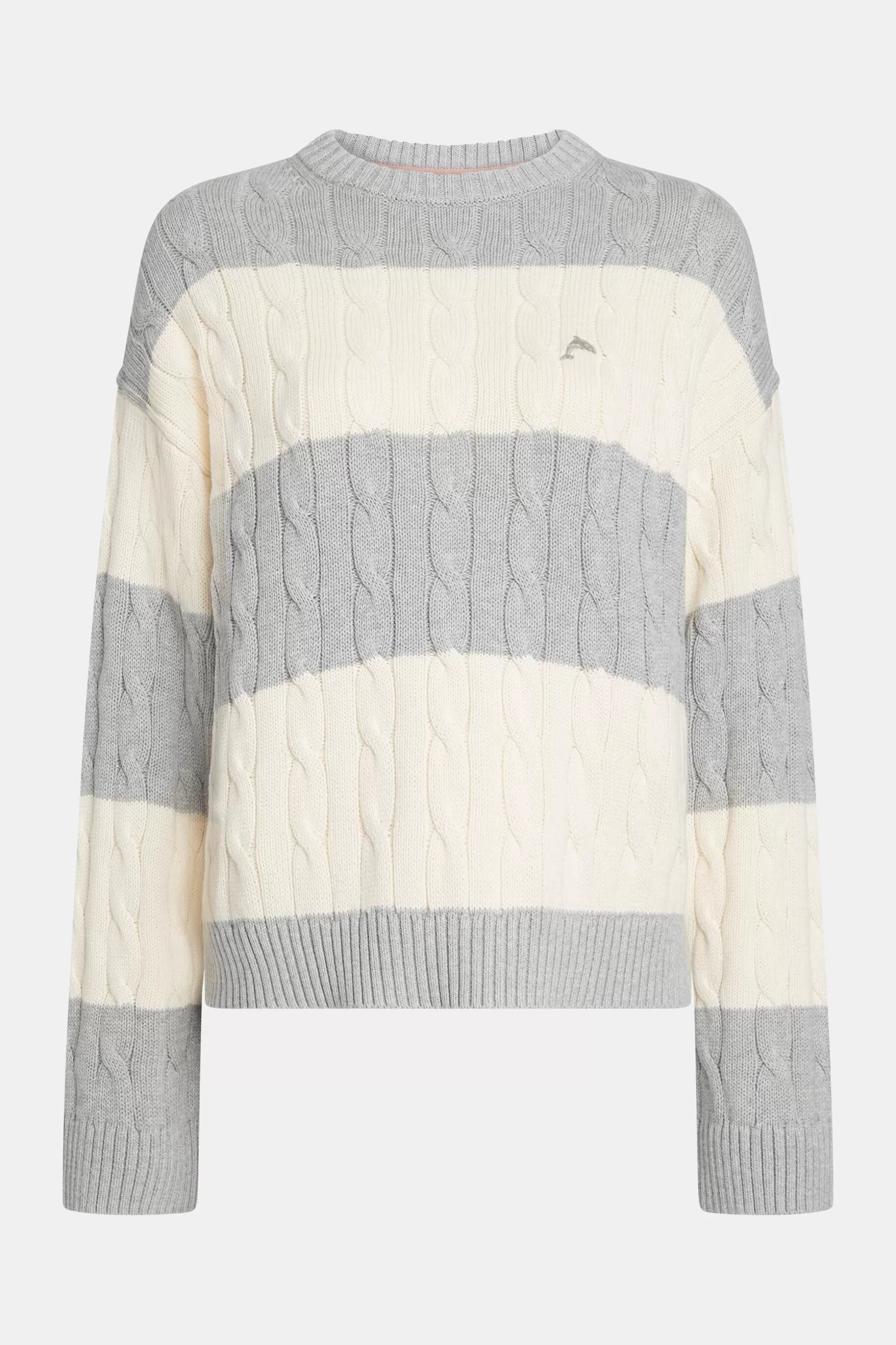 ESPRIT Striped Dolphin Logo Cable Knit Sweater at our Online Shop * Sale Under $75