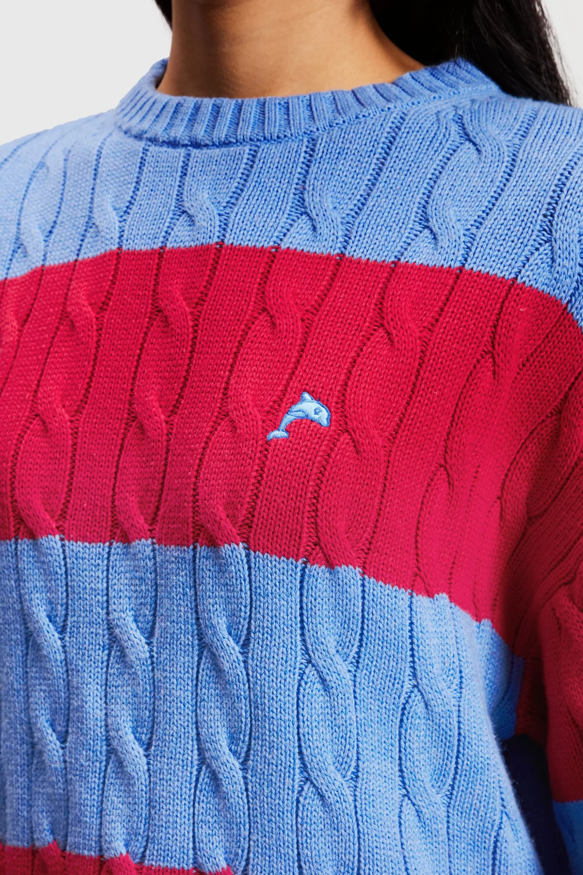 ESPRIT Striped Dolphin Logo Cable Knit Sweater at our Online Shop *Women Sweaters