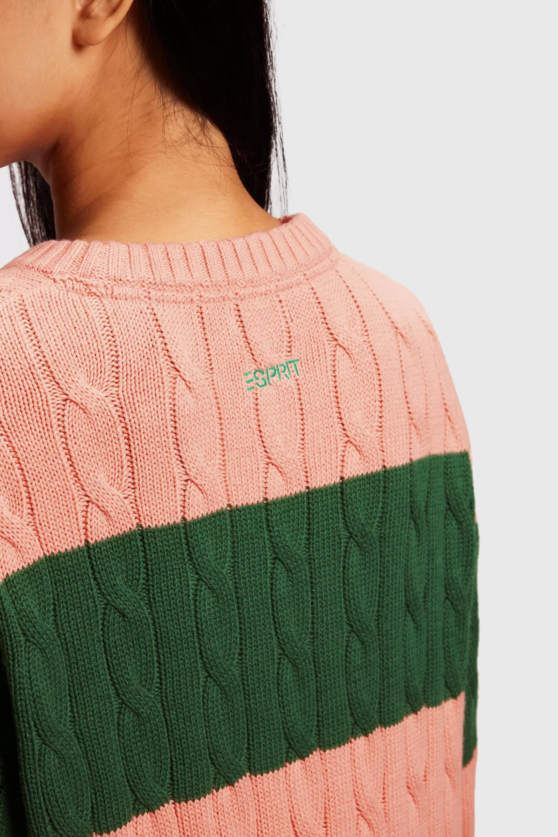 ESPRIT Striped Dolphin Logo Cable Knit Sweater at our Online Shop *Women Sweaters