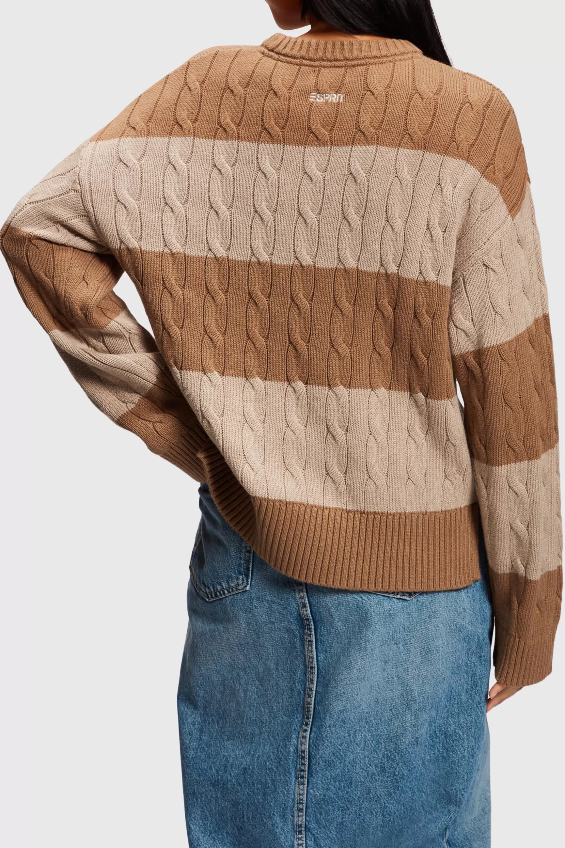 ESPRIT Striped Dolphin Logo Cable Knit Sweater at our Online Shop *Women Sweaters