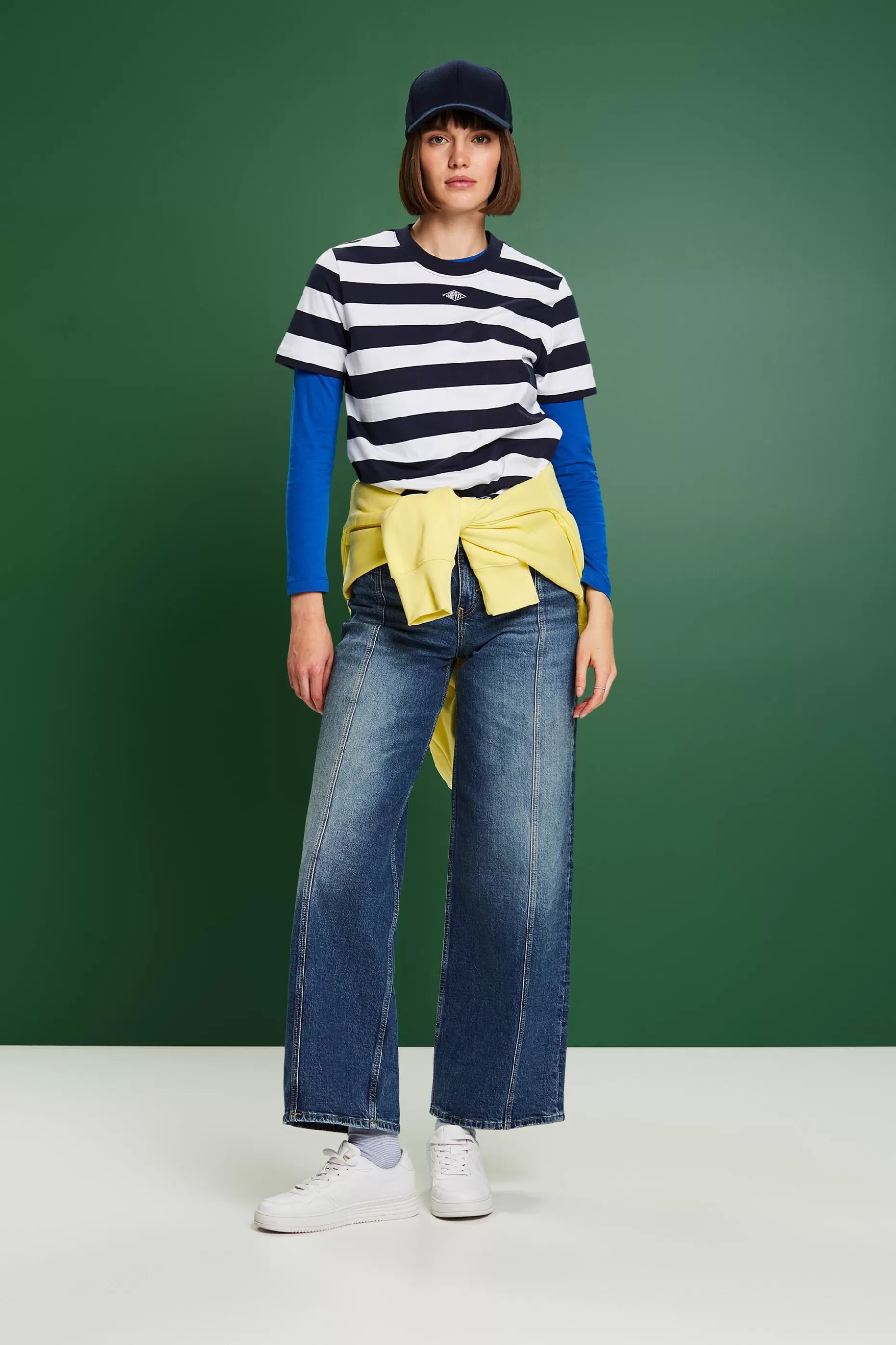 ESPRIT Striped Embroidered Logo T-Shirt at our Online Shop *Women T-Shirts + Tops
