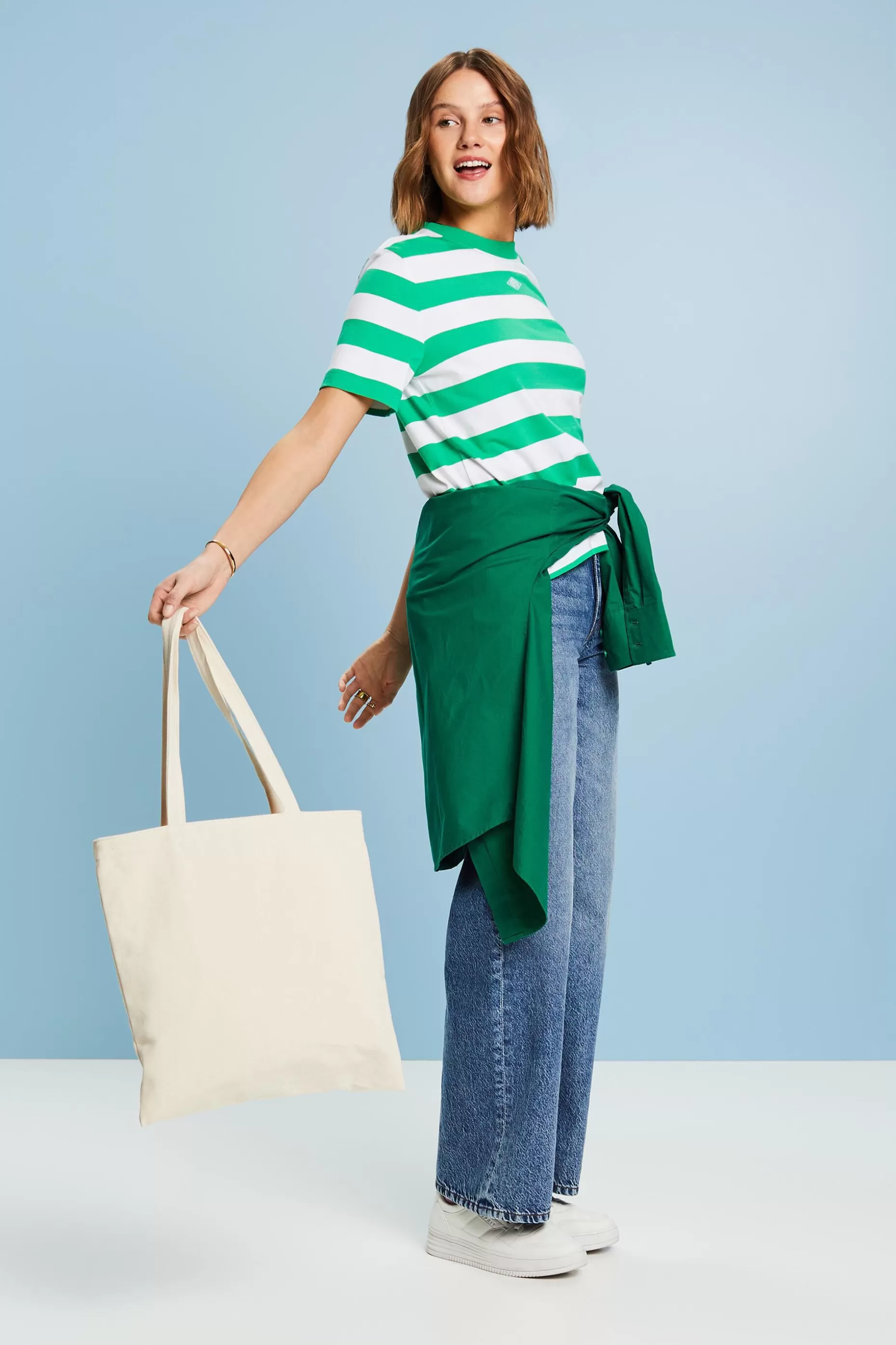 ESPRIT Striped Embroidered Logo T-Shirt at our Online Shop *Women T-Shirts + Tops