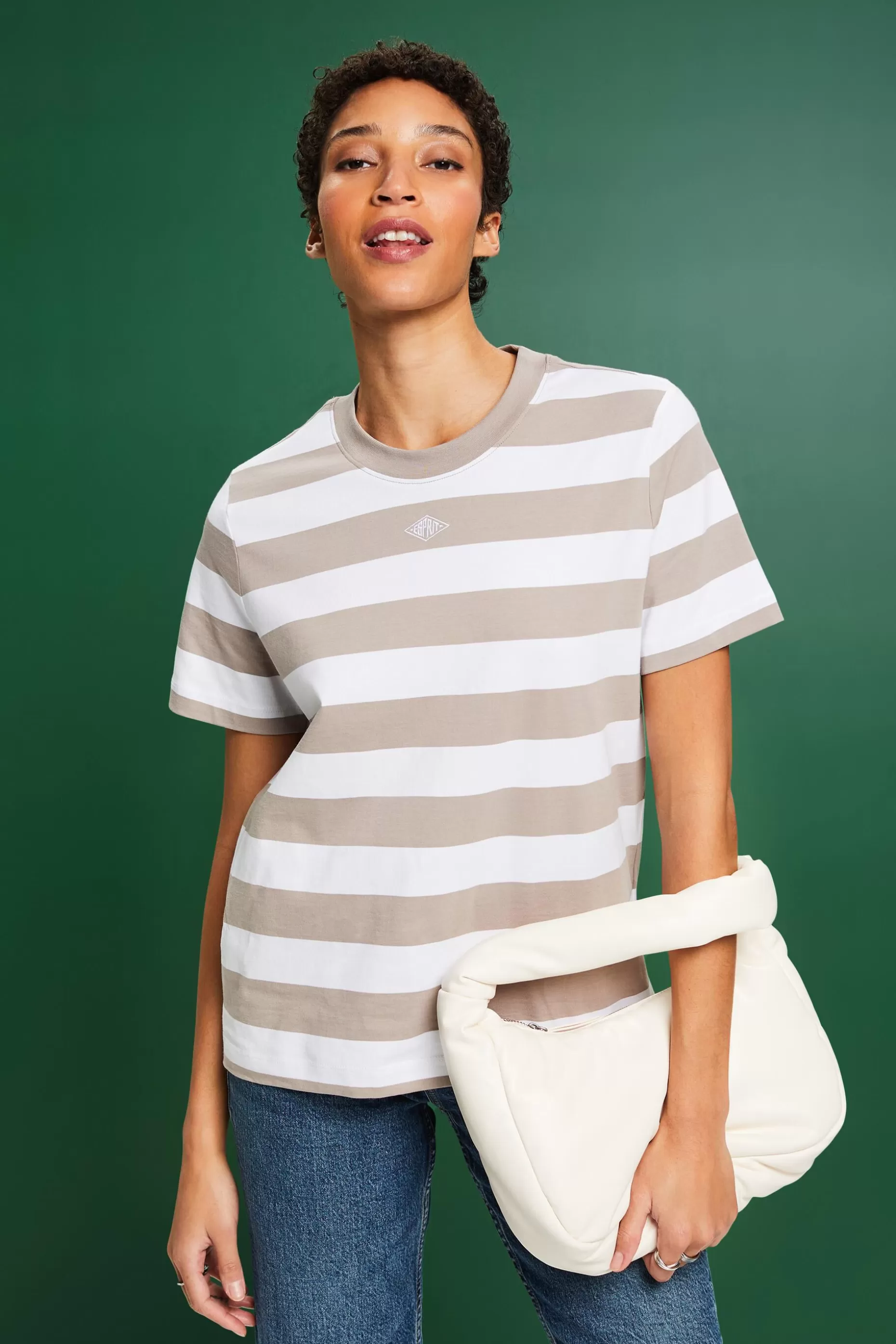 ESPRIT Striped Embroidered Logo T-Shirt at our Online Shop *Women T-Shirts + Tops