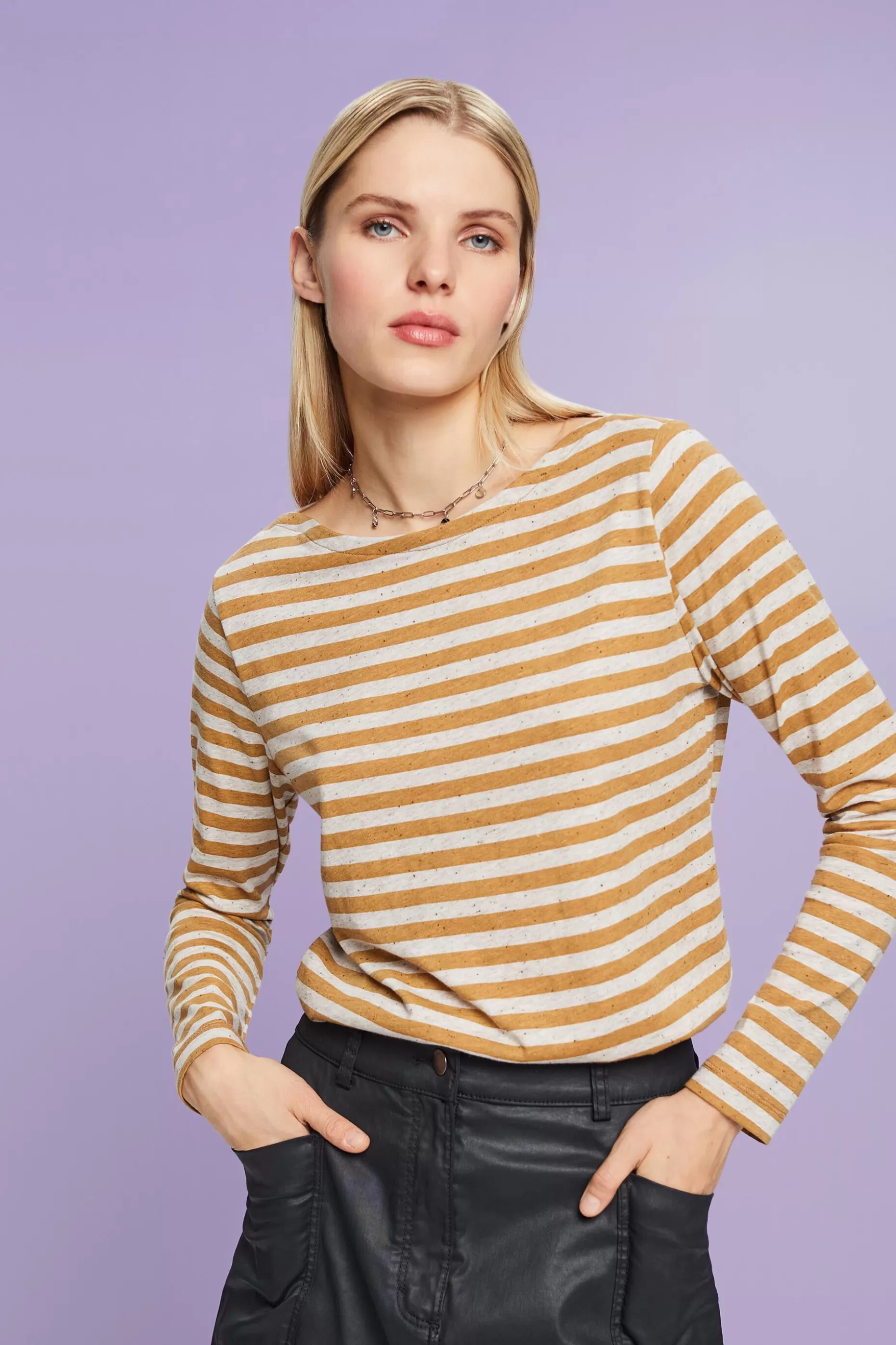 ESPRIT Striped Jersey Long Sleeve Top at our Online Shop *Women T-Shirts + Tops
