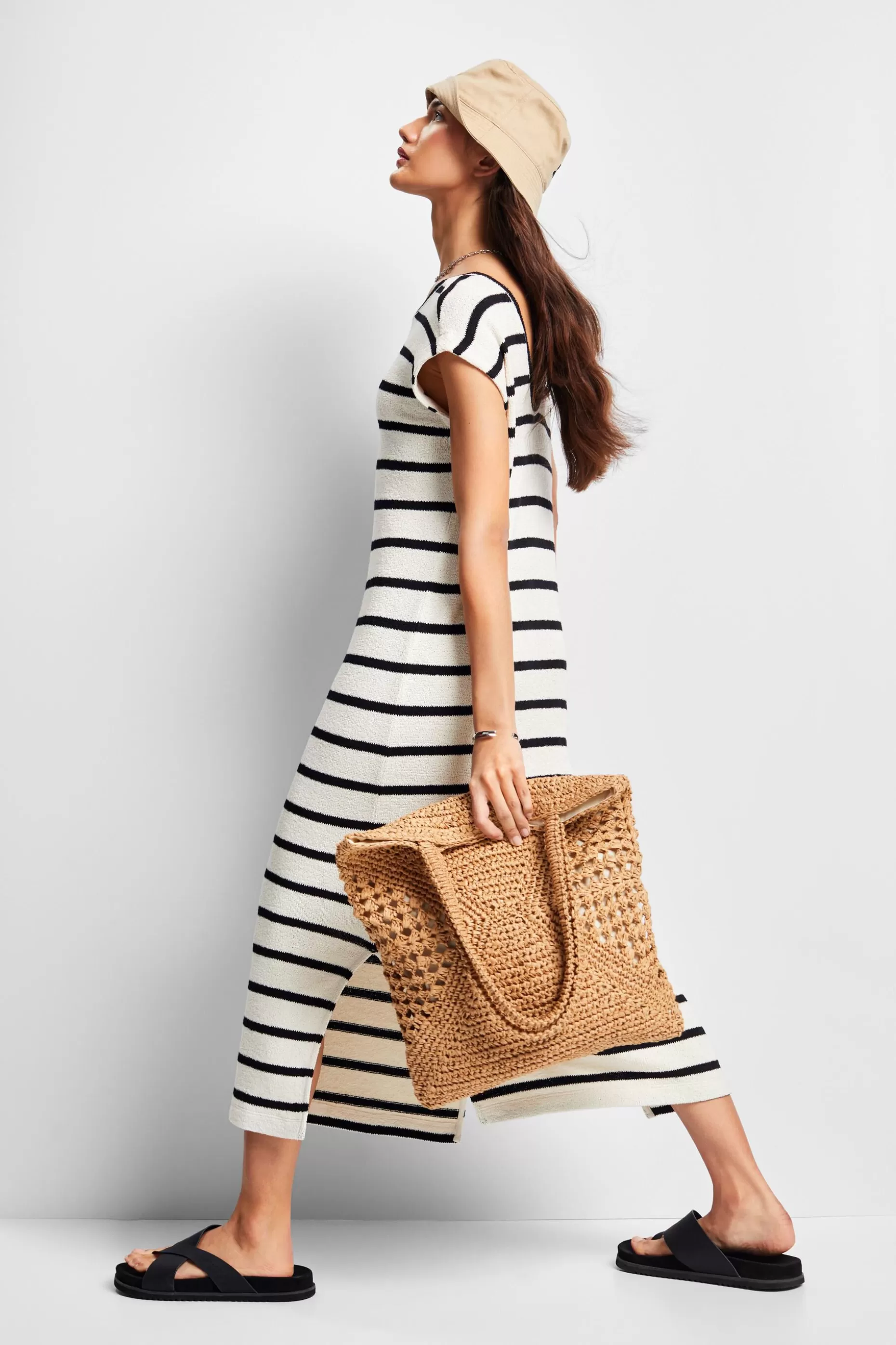 ESPRIT Striped Knit Cotton Midi Dress at our Online Shop *Women Dresses + Jumpsuits