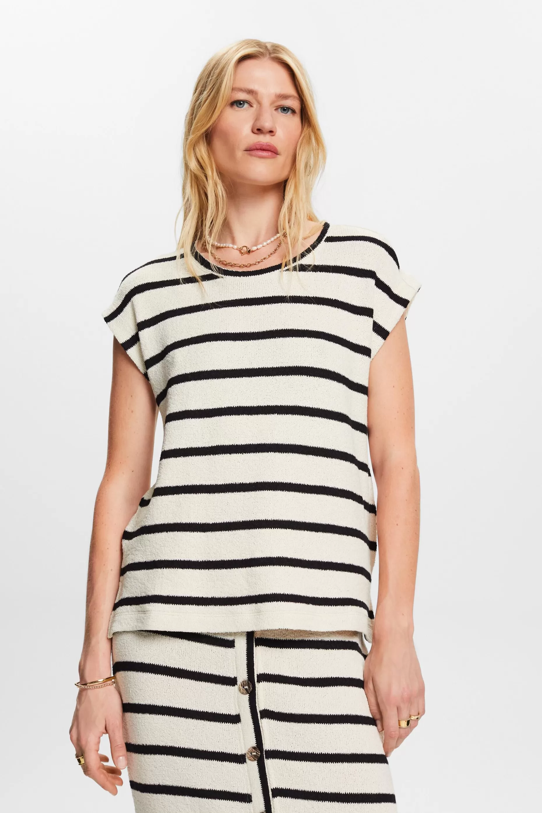 ESPRIT Striped Knit Cotton Top at our Online Shop *Women T-Shirts + Tops