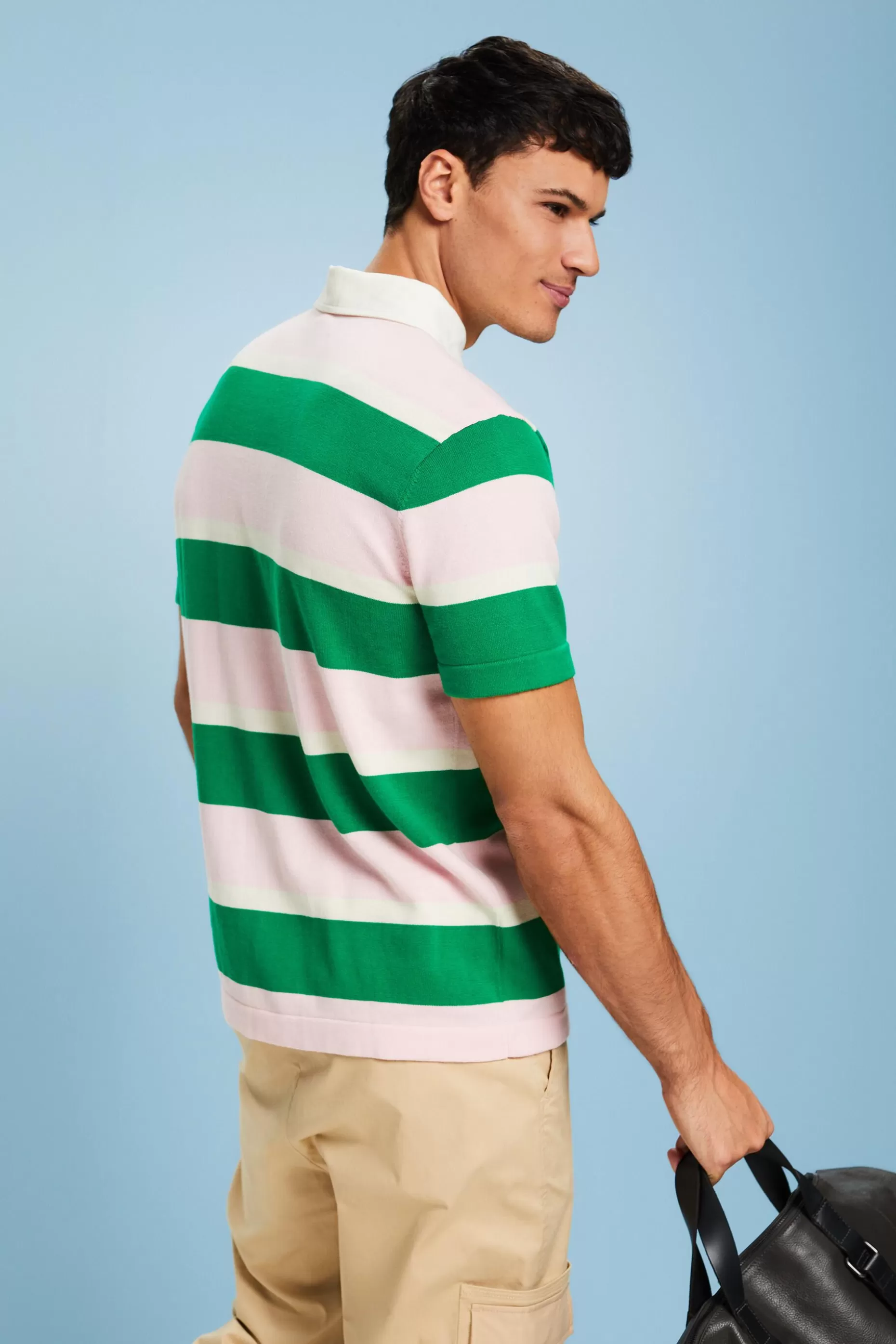 ESPRIT Striped Logo Cotton Polo T-Shirt at our Online Shop *Men T-Shirts + Polos