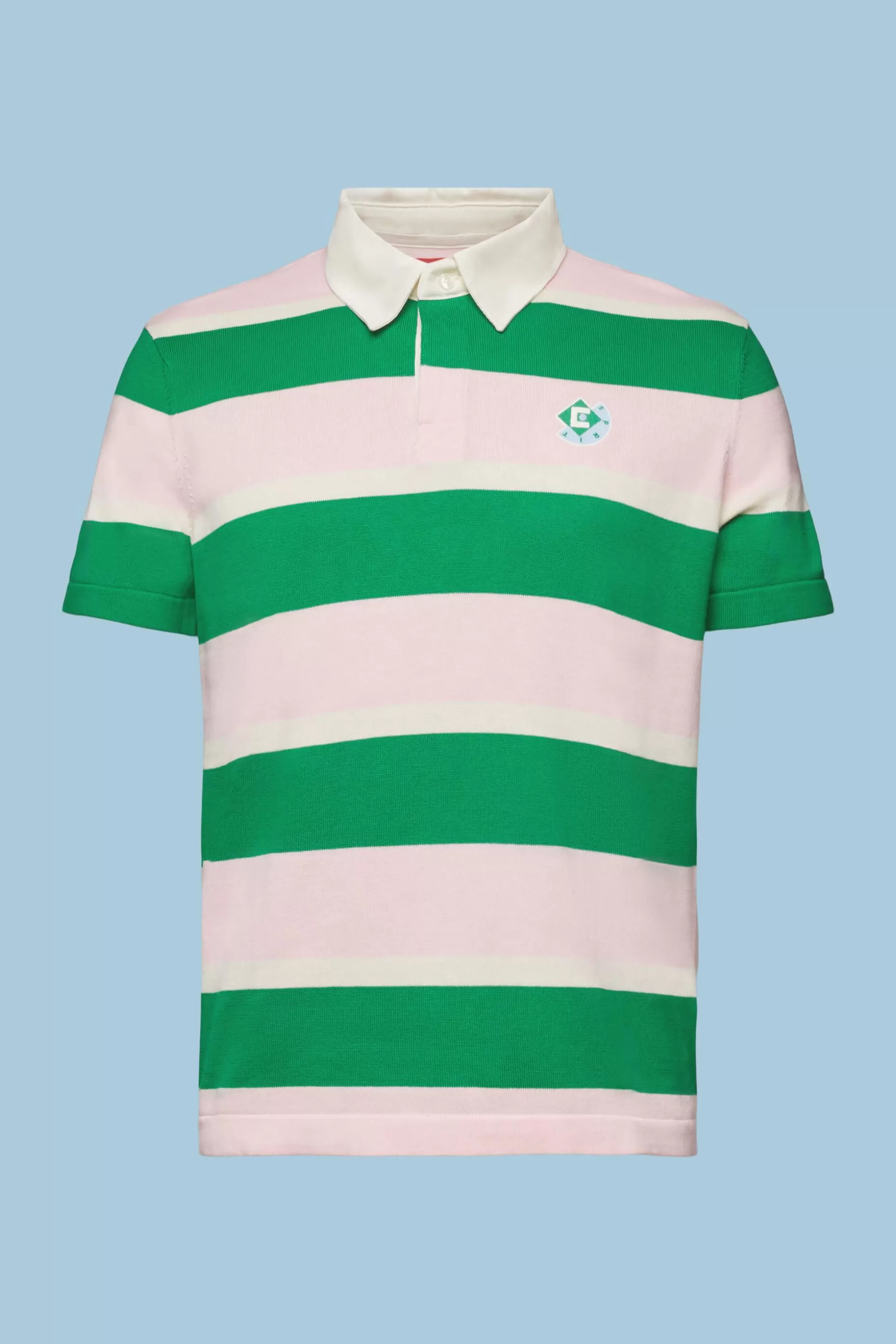 ESPRIT Striped Logo Cotton Polo T-Shirt at our Online Shop *Men T-Shirts + Polos