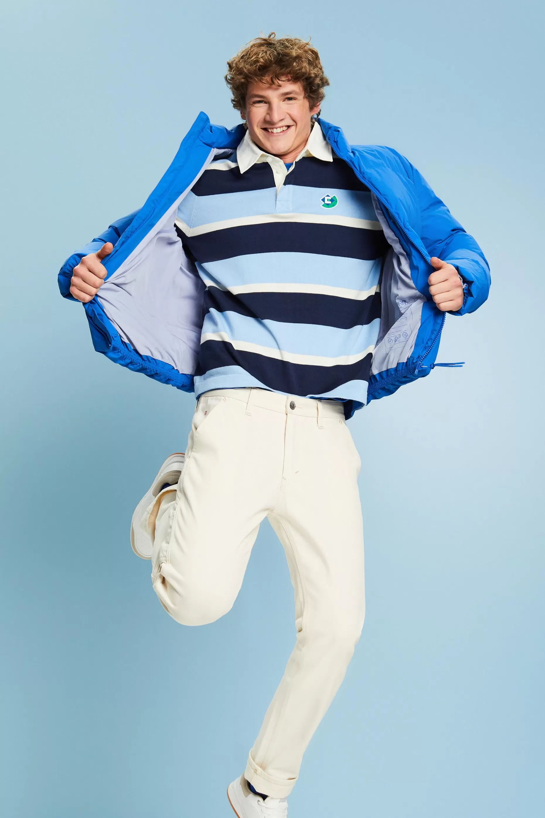 ESPRIT Striped Logo Cotton Polo T-Shirt at our Online Shop *Men T-Shirts + Polos
