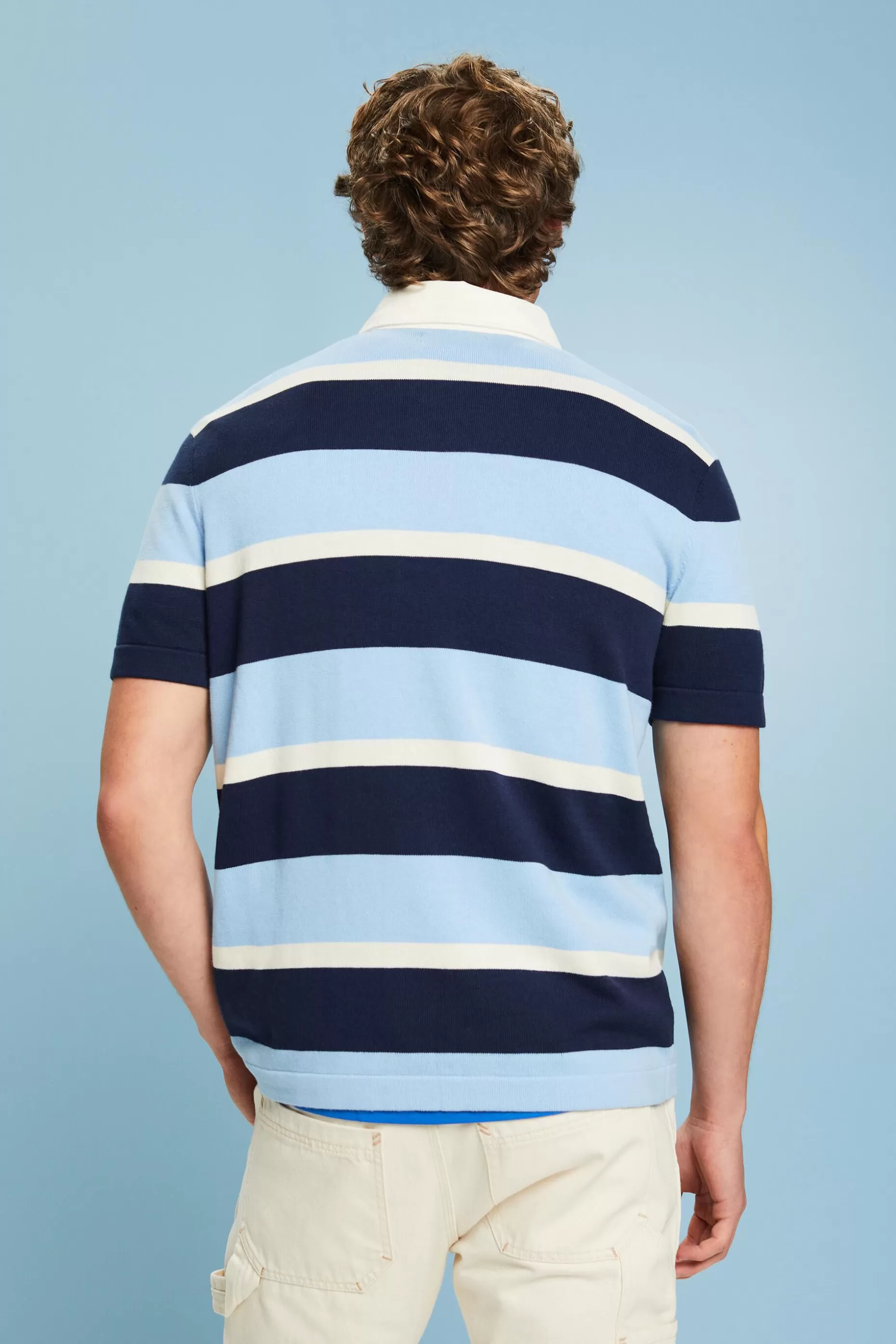 ESPRIT Striped Logo Cotton Polo T-Shirt at our Online Shop *Men T-Shirts + Polos