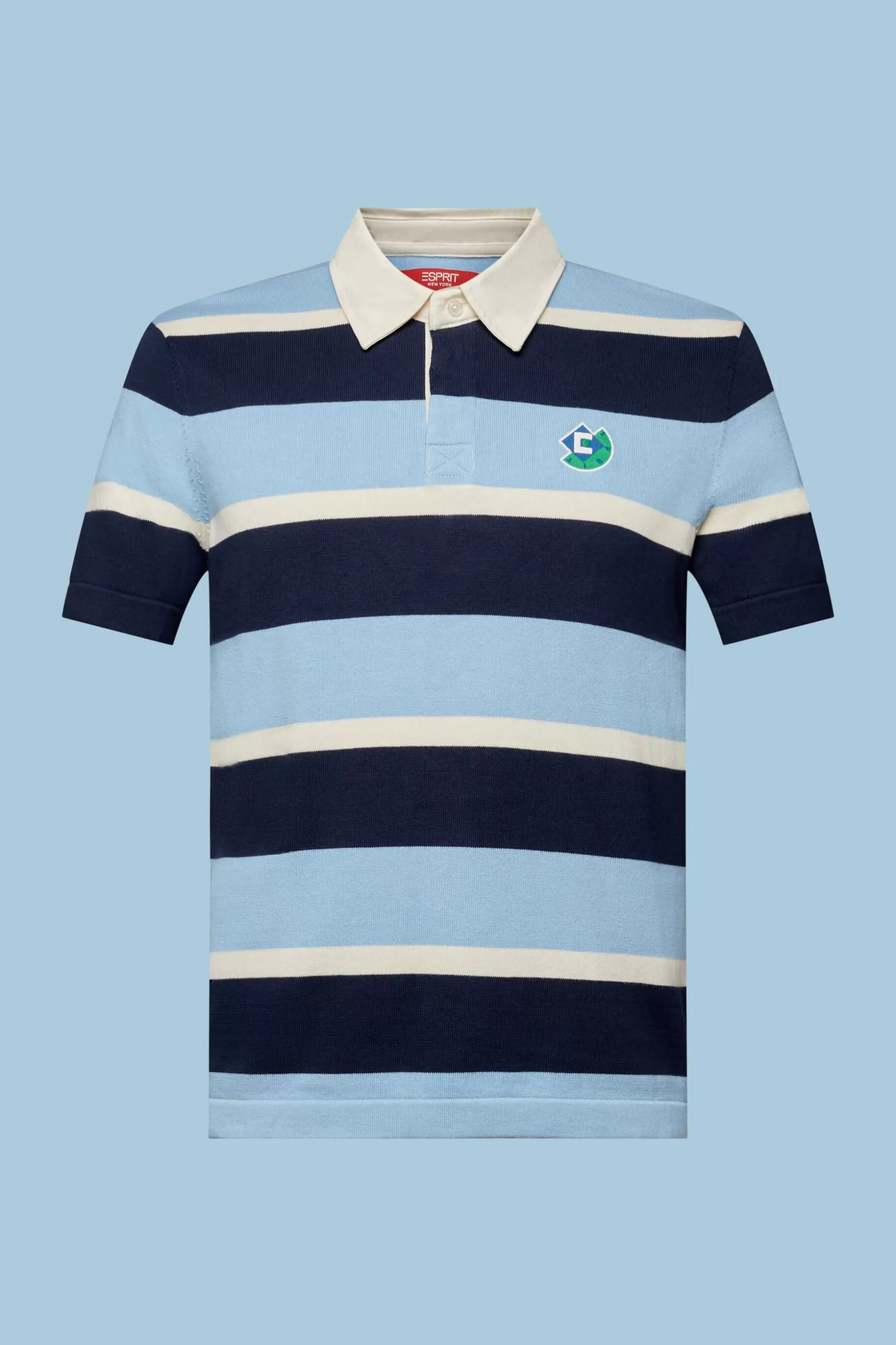 ESPRIT Striped Logo Cotton Polo T-Shirt at our Online Shop *Men T-Shirts + Polos