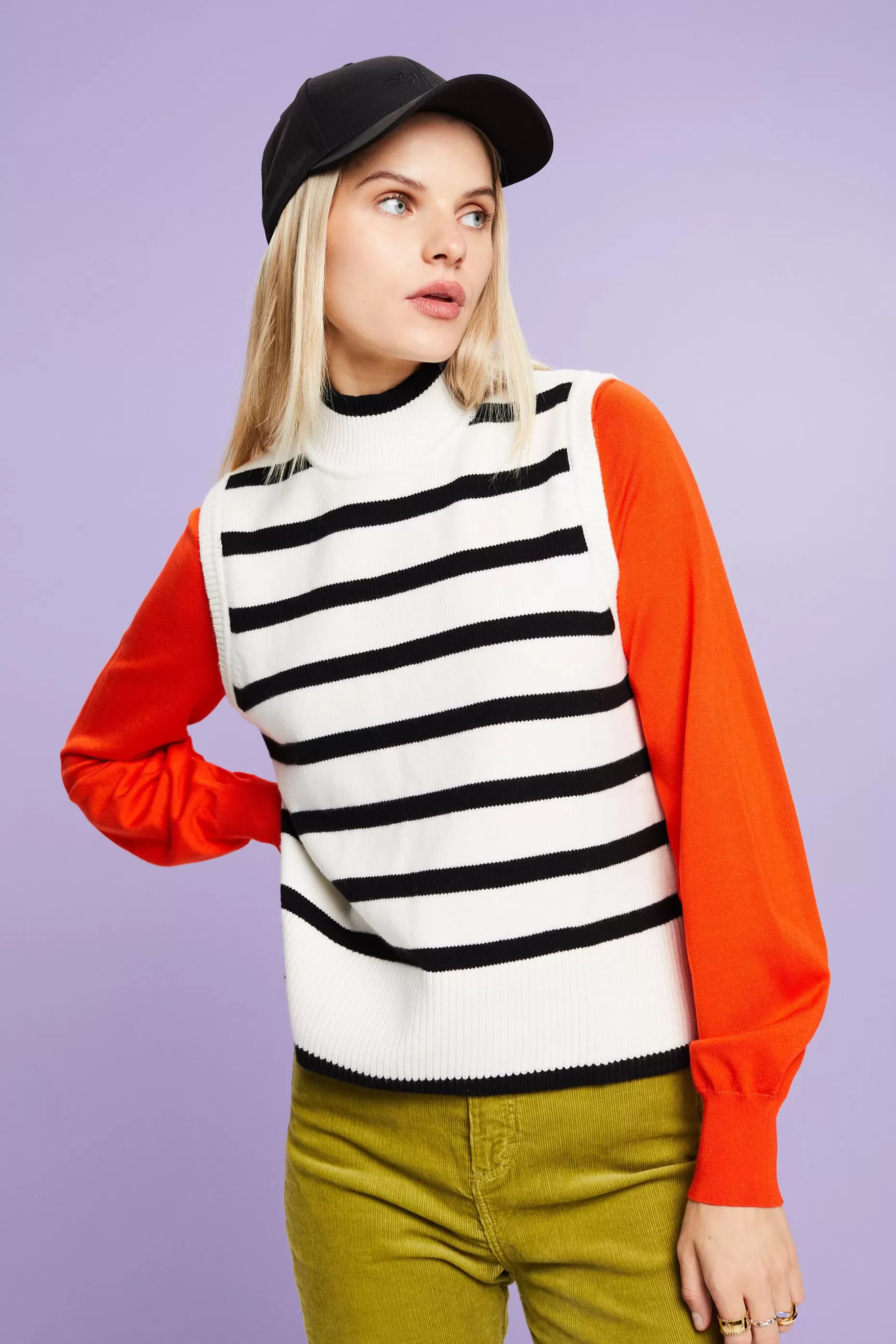 ESPRIT Striped Mockneck Sweater Vest at our Online Shop * Sale Under $50