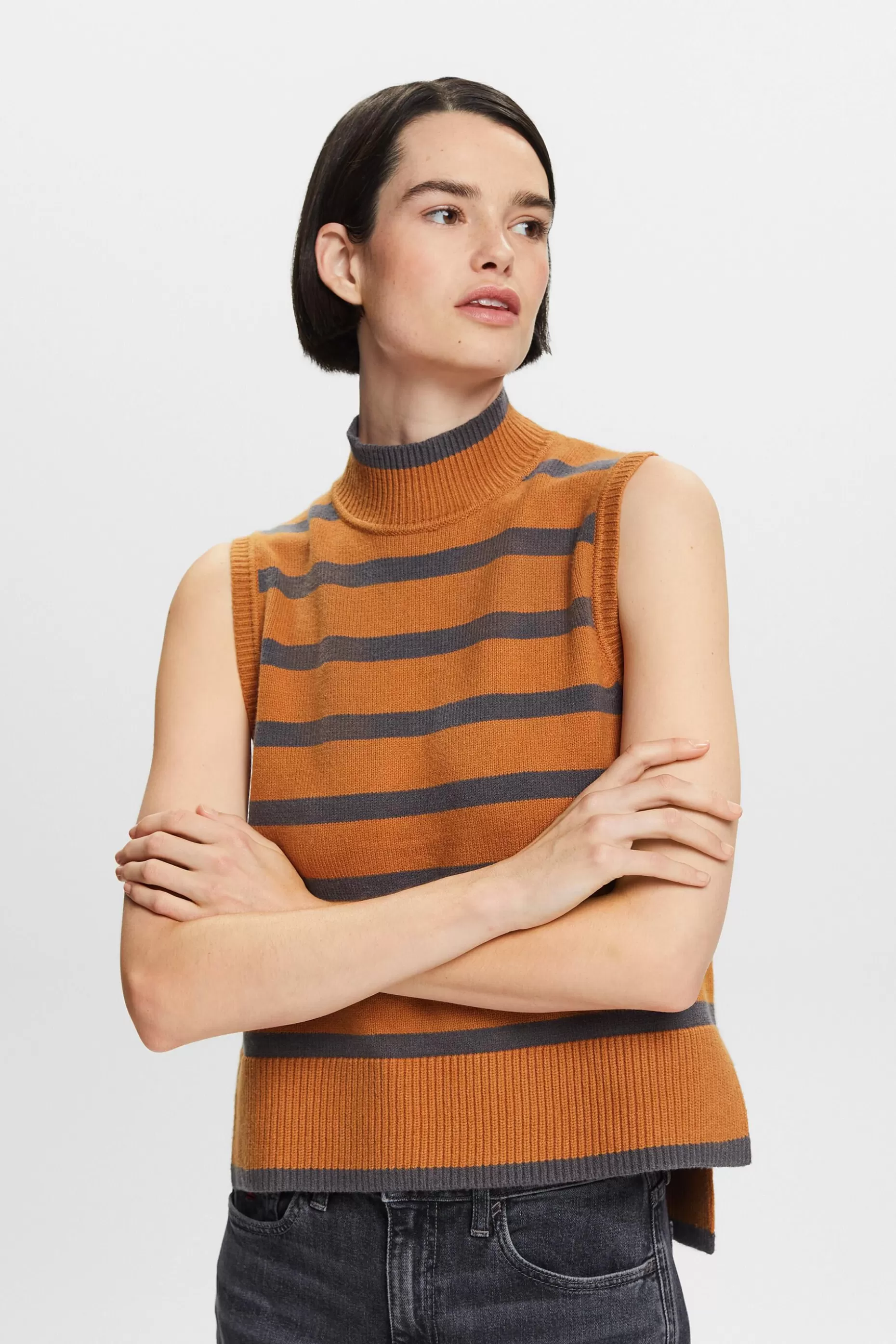 ESPRIT Striped Mockneck Sweater Vest at our Online Shop *Women Sweaters