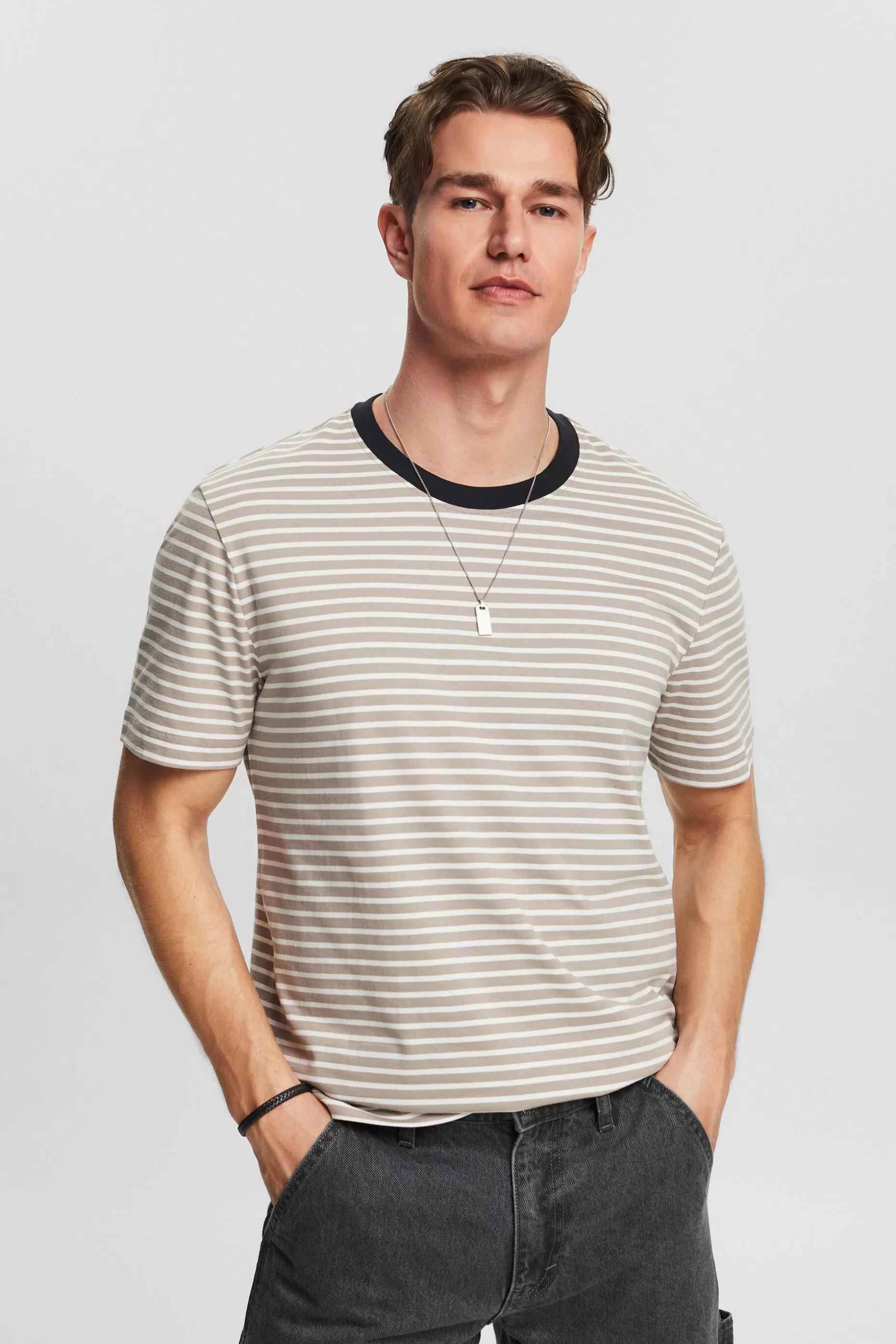 ESPRIT Striped Organic Cotton T-Shirt at our Online Shop *Men T-Shirts + Polos