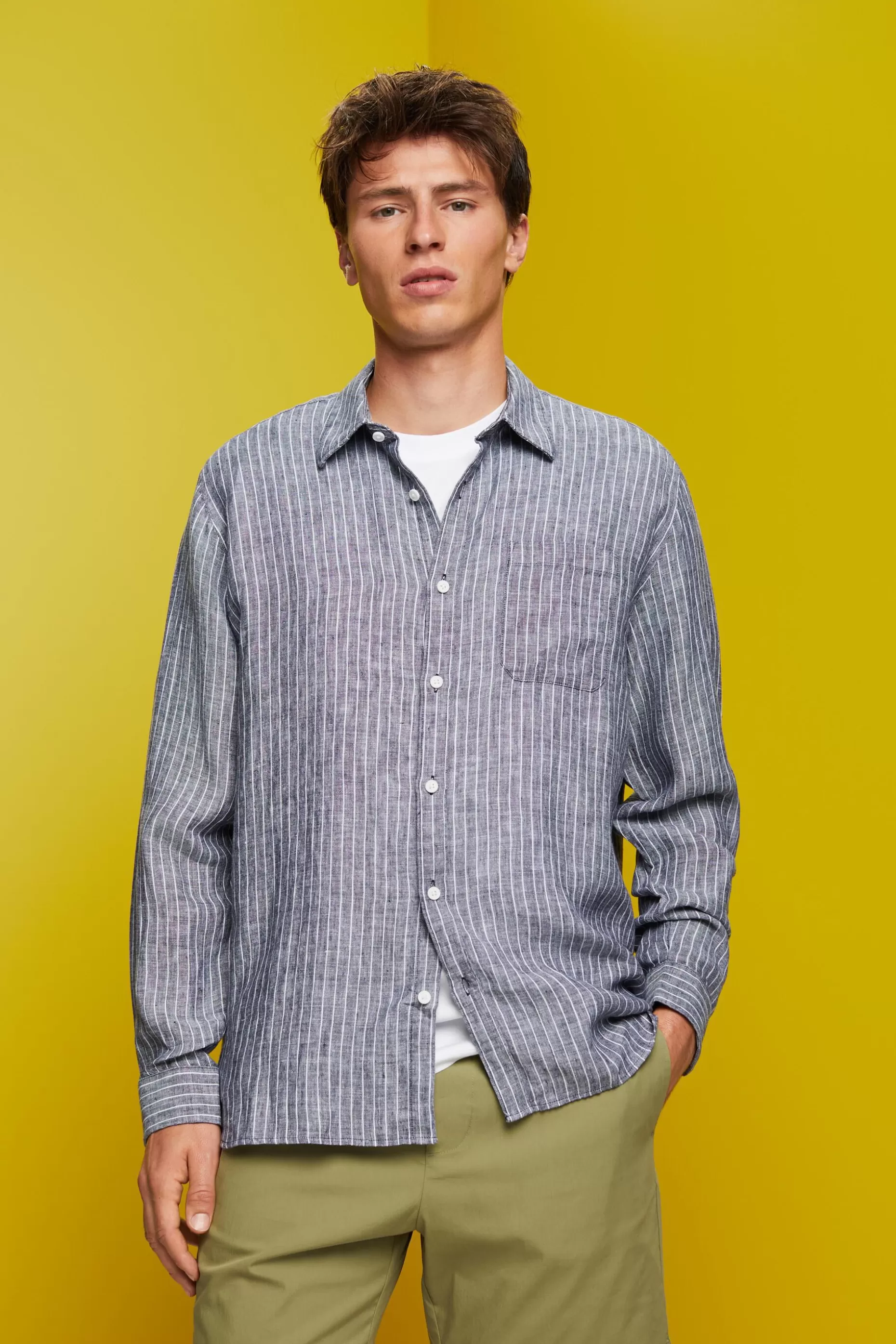 ESPRIT Striped shirt, 100% linen at our Online Shop *Men Shirts