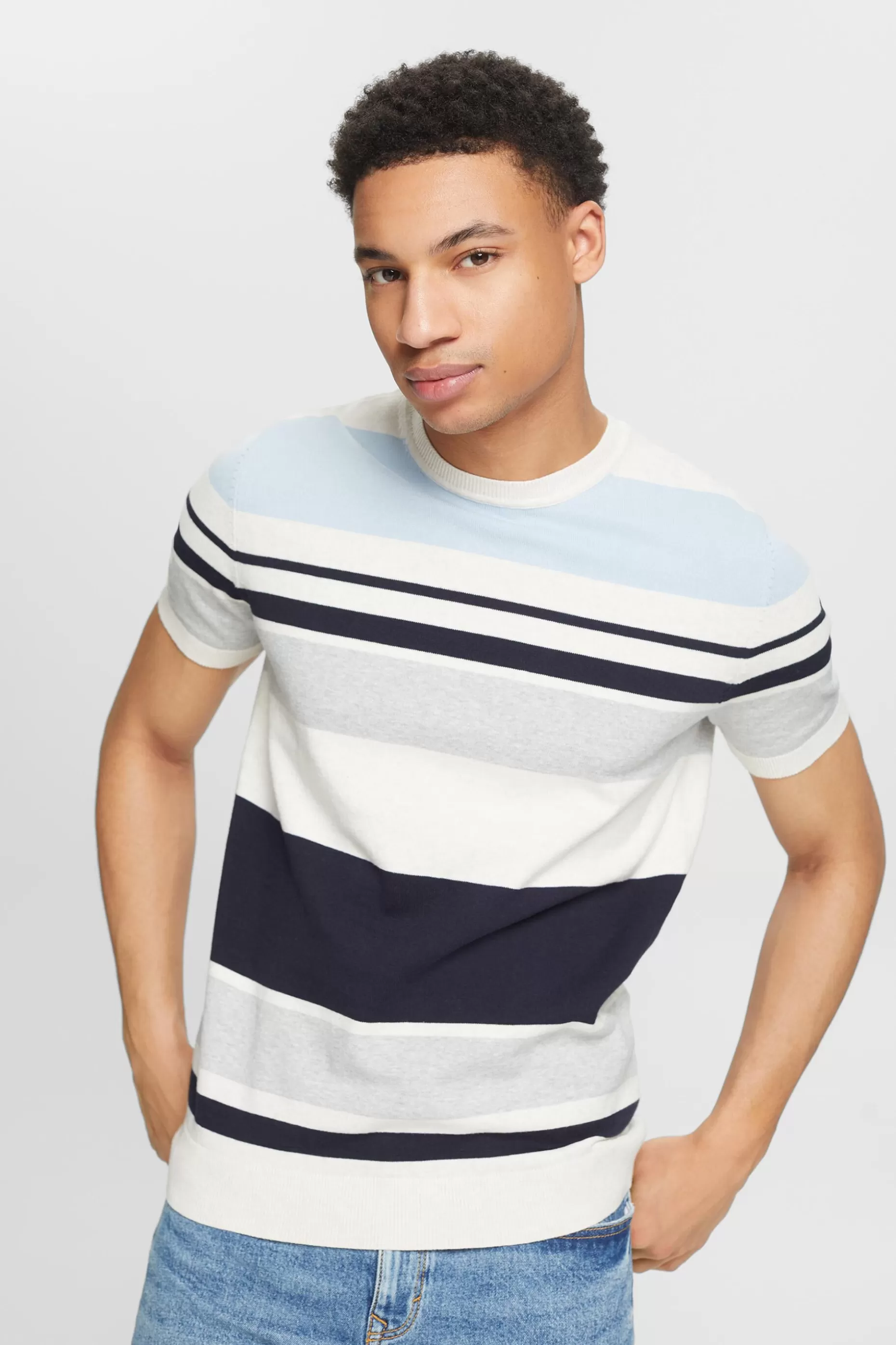 ESPRIT Striped Short-Sleeve Sweater at our Online Shop *Men The Pastel Edit