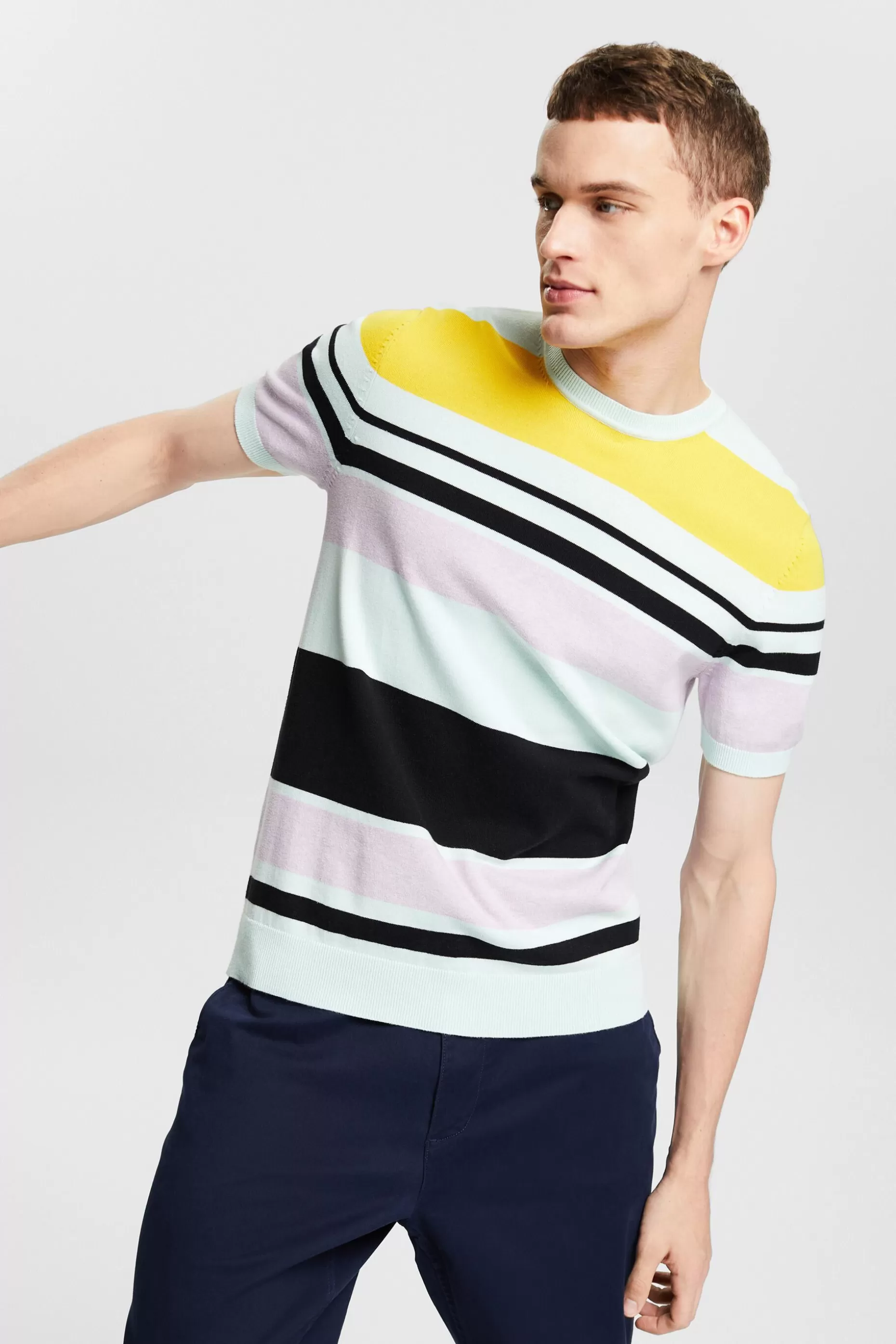 ESPRIT Striped Short-Sleeve Sweater at our Online Shop *Men The Pastel Edit