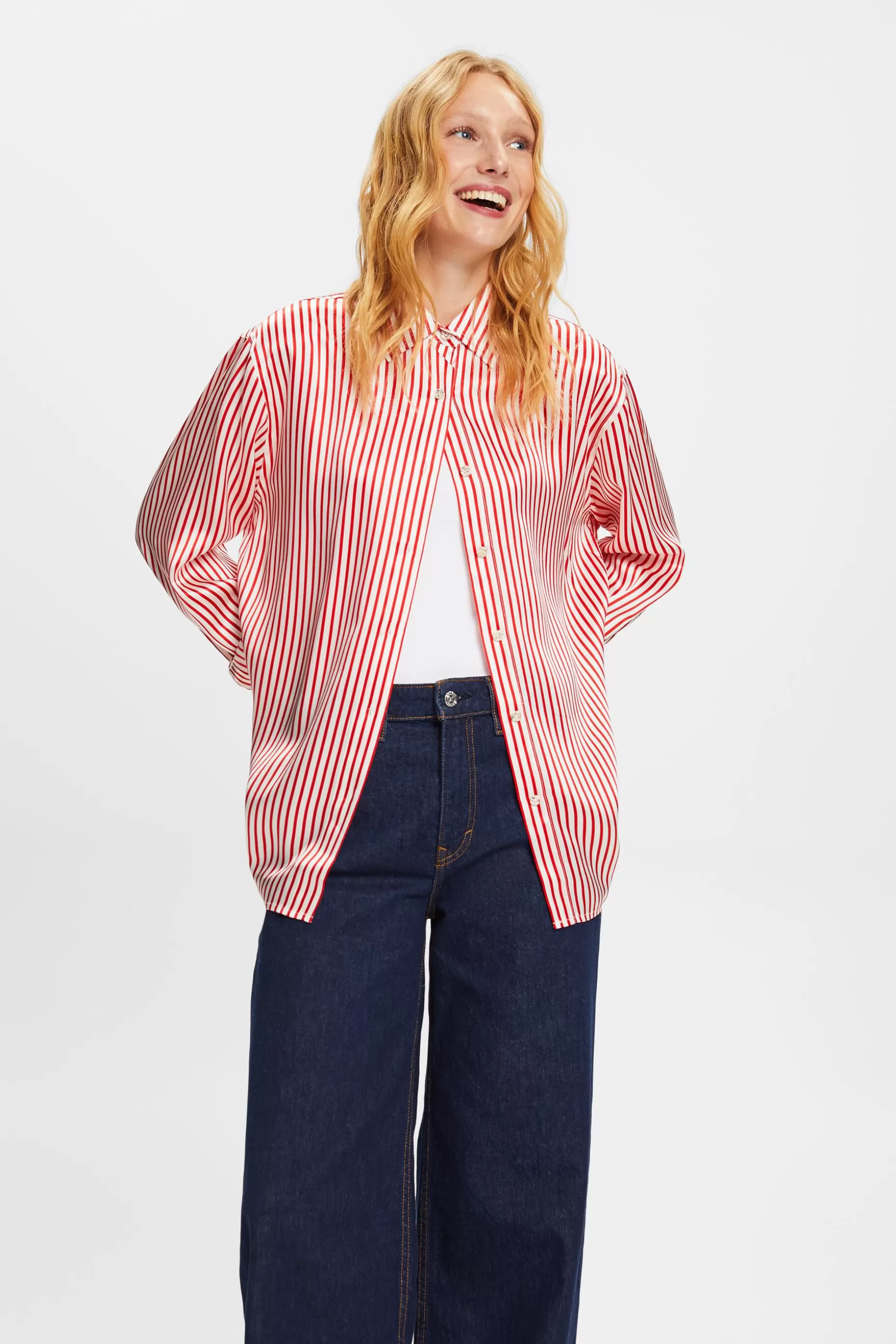 ESPRIT Striped Silk Charmeuse Shirt at our Online Shop *Women Shirts + Blouses
