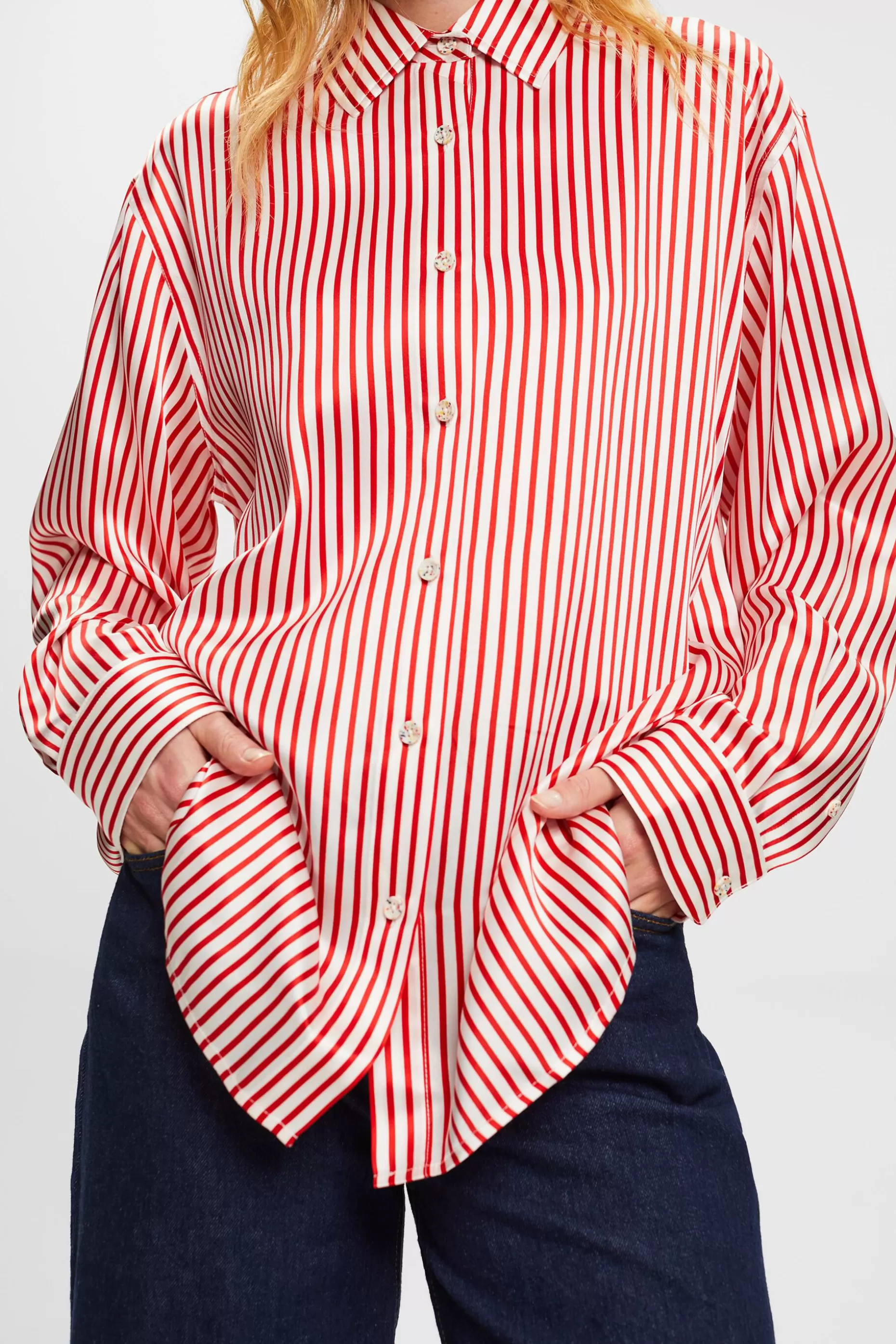 ESPRIT Striped Silk Charmeuse Shirt at our Online Shop *Women Shirts + Blouses
