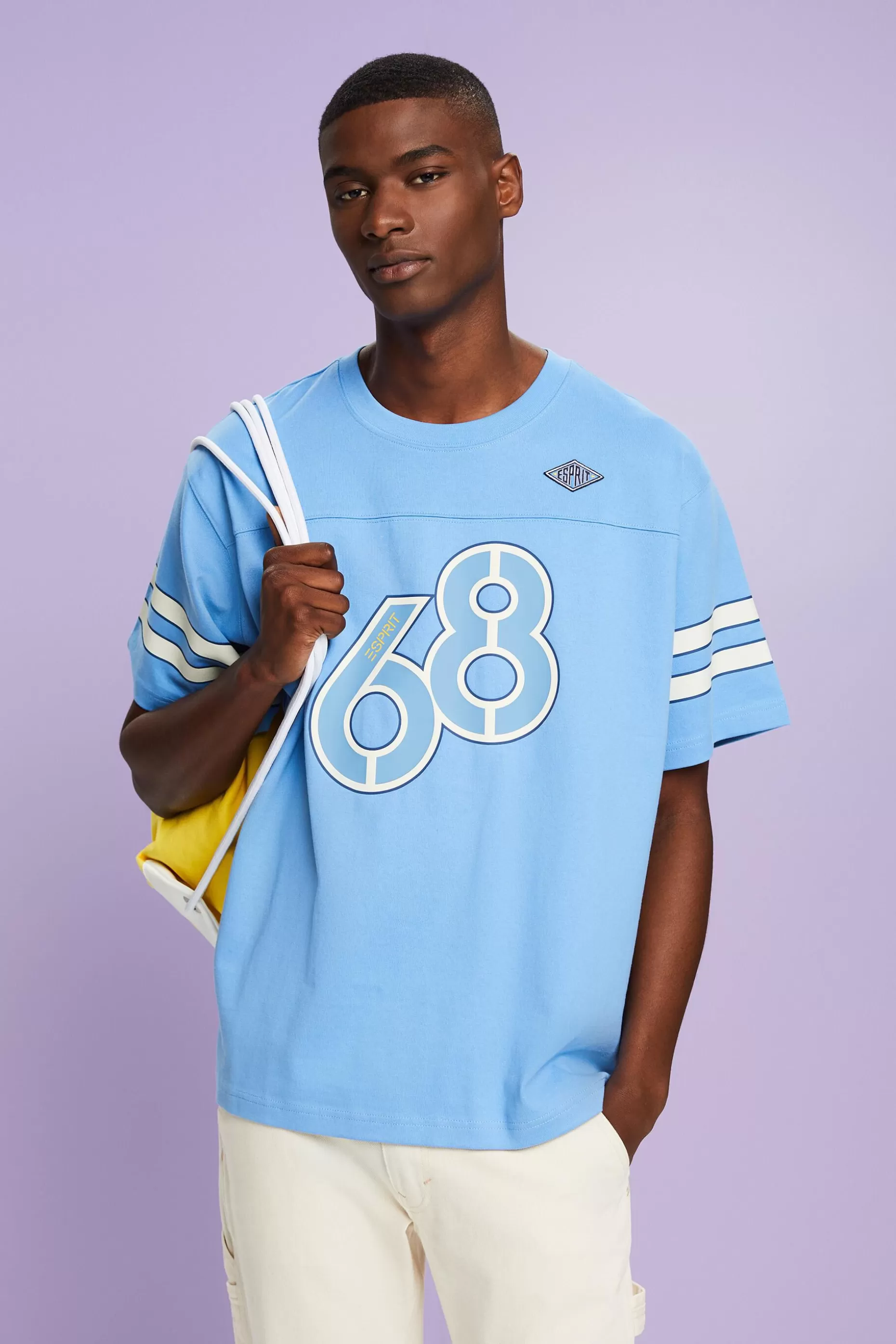 ESPRIT Striped Sleeve Graphic Print Tee at our Online Shop *Men T-Shirts + Polos