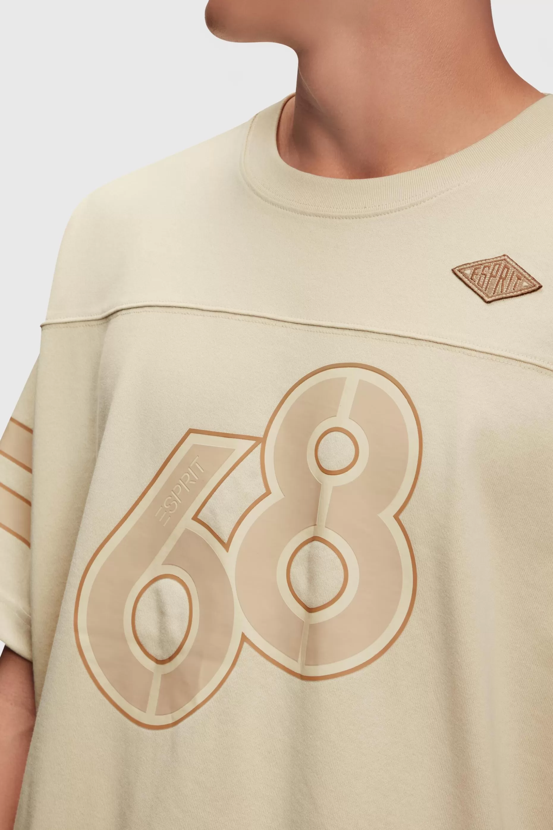 ESPRIT Striped Sleeve Graphic Print Tee at our Online Shop *Men T-Shirts + Polos