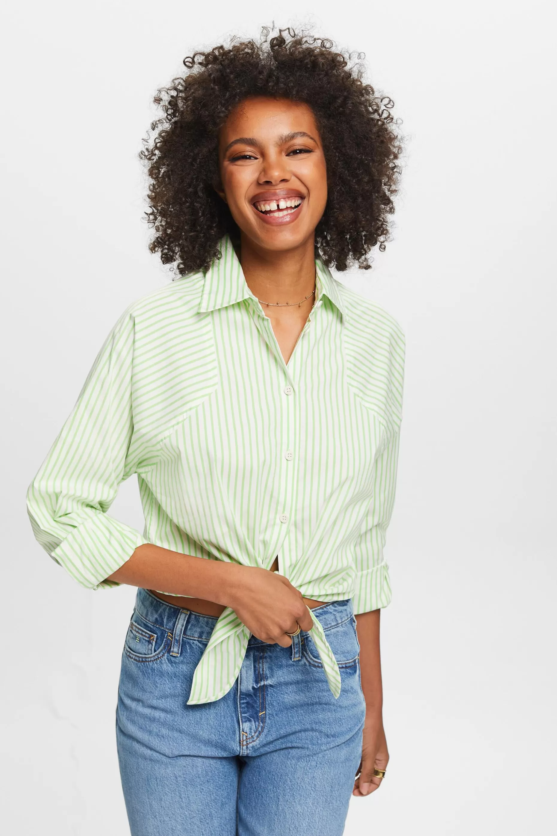 ESPRIT Striped Tie-Front Shirt at our Online Shop *Women Shirts + Blouses