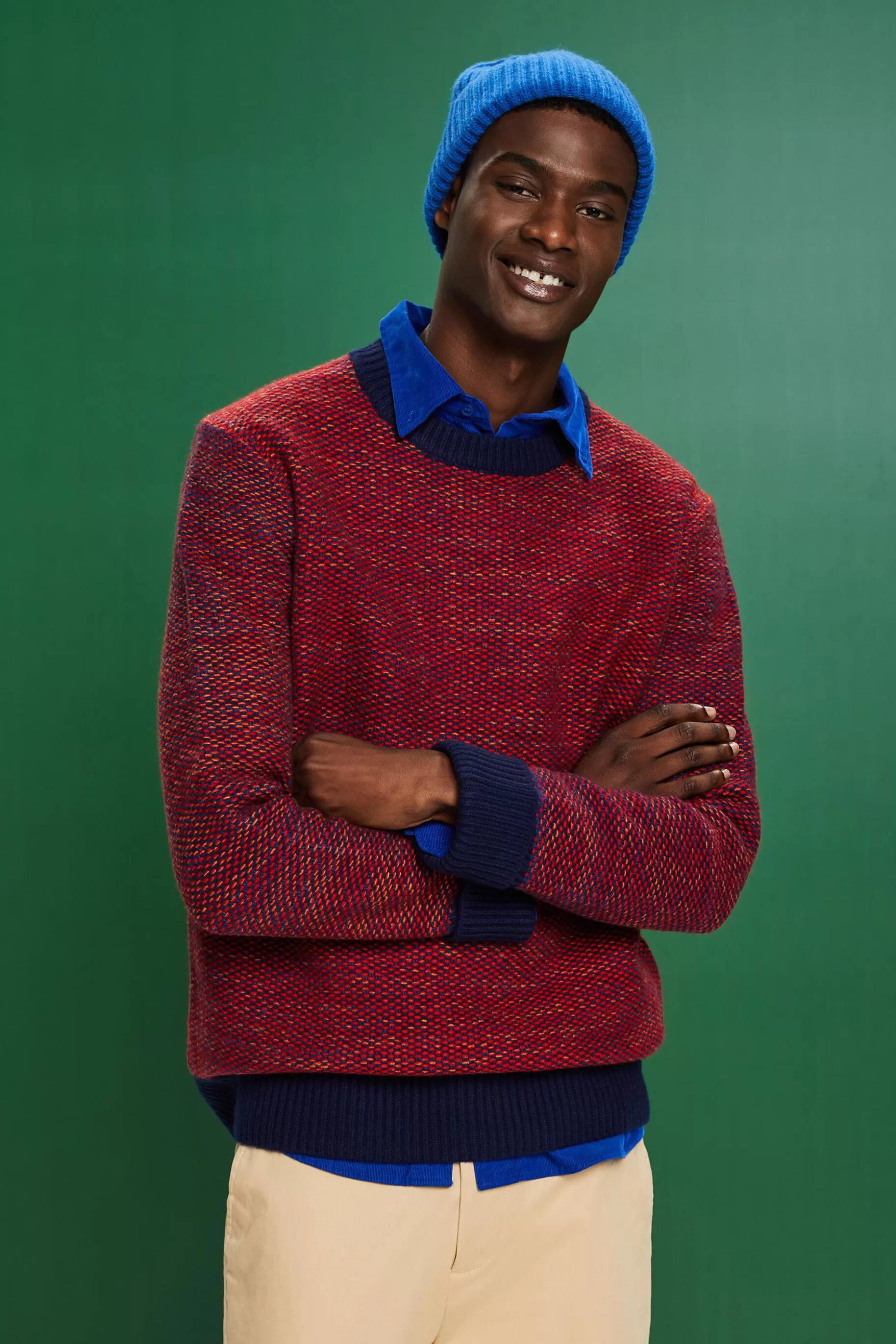 ESPRIT Structured Wool Crewneck Sweater at our Online Shop *Men Sweaters