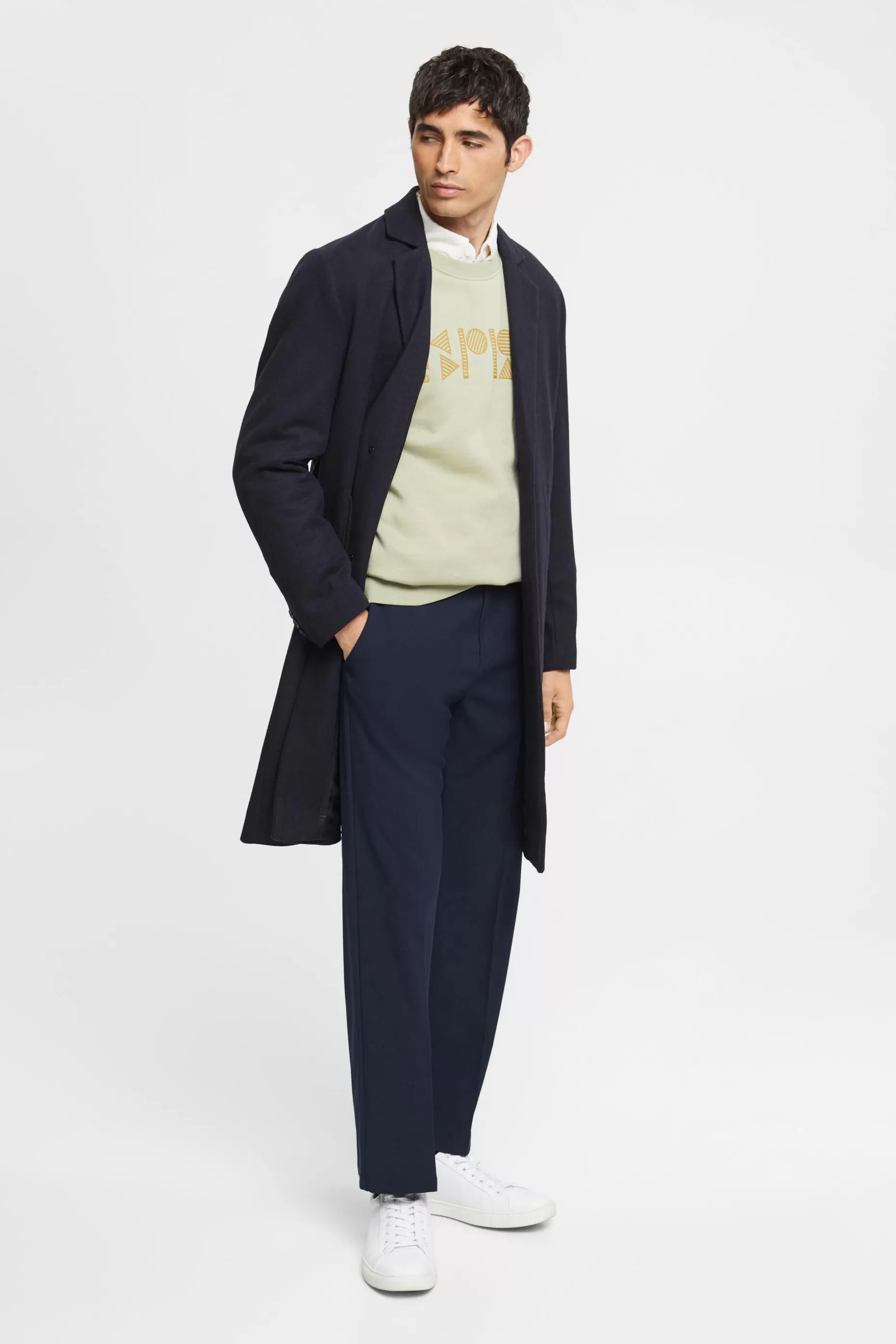 ESPRIT Tailored wide-fit trousers with elasticated waist at our Online Shop *Men Pants + Joggers