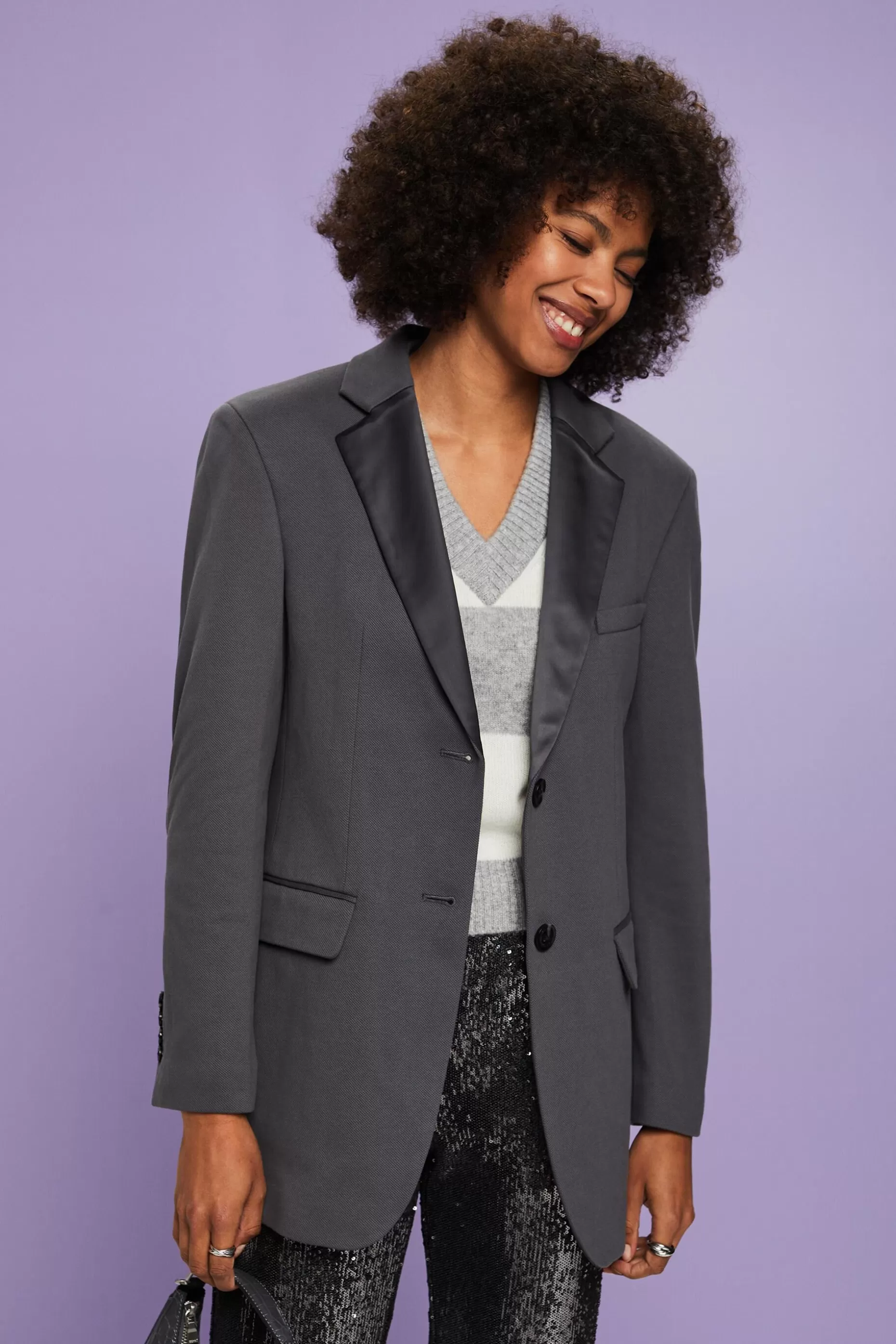 ESPRIT Textured Knit Tuxedo Blazer, Organic Cotton at our Online Shop *Women Blazers