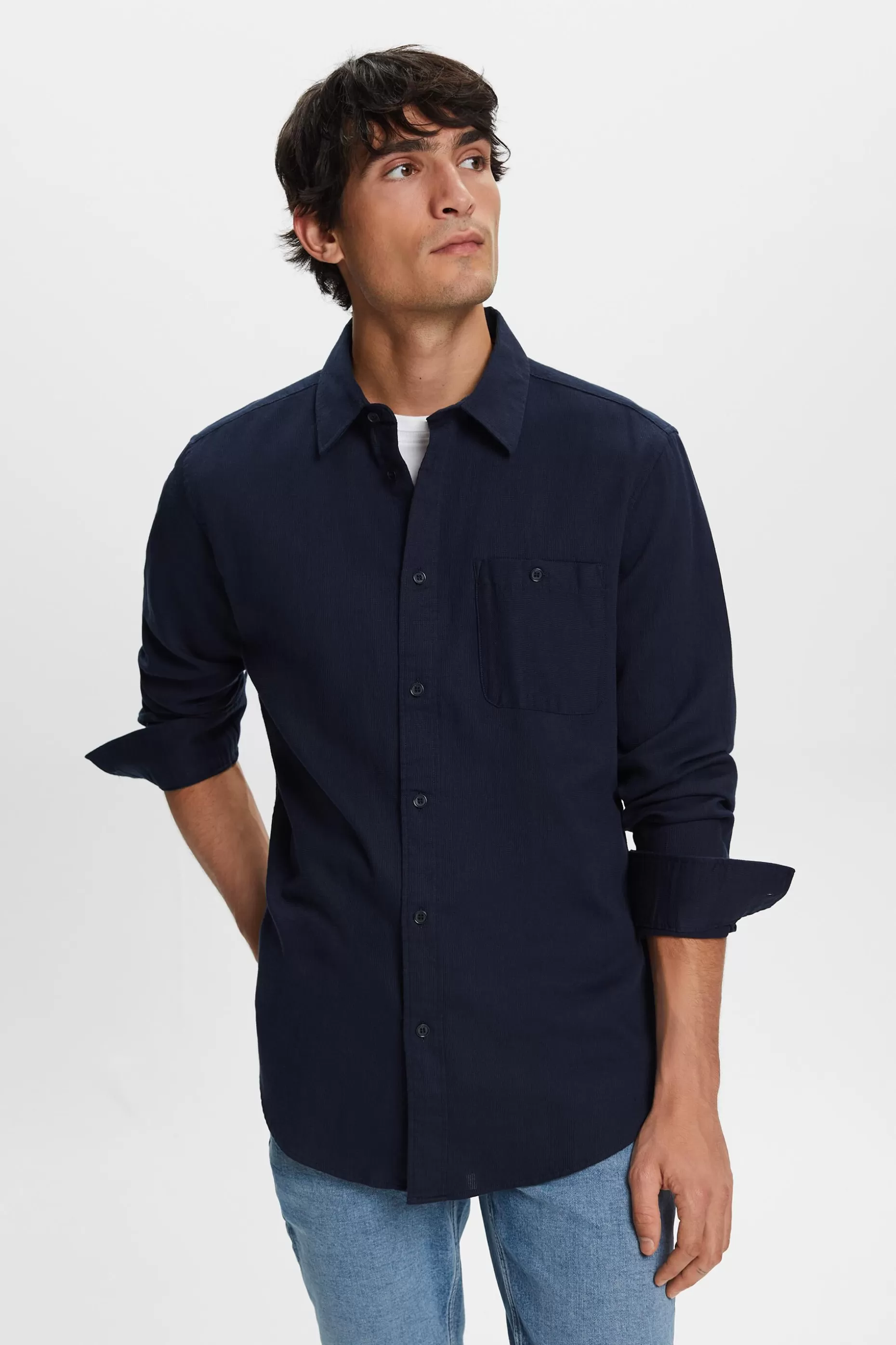ESPRIT Textured slim fit shirt, 100% cotton at our Online Shop * Sale Under $30