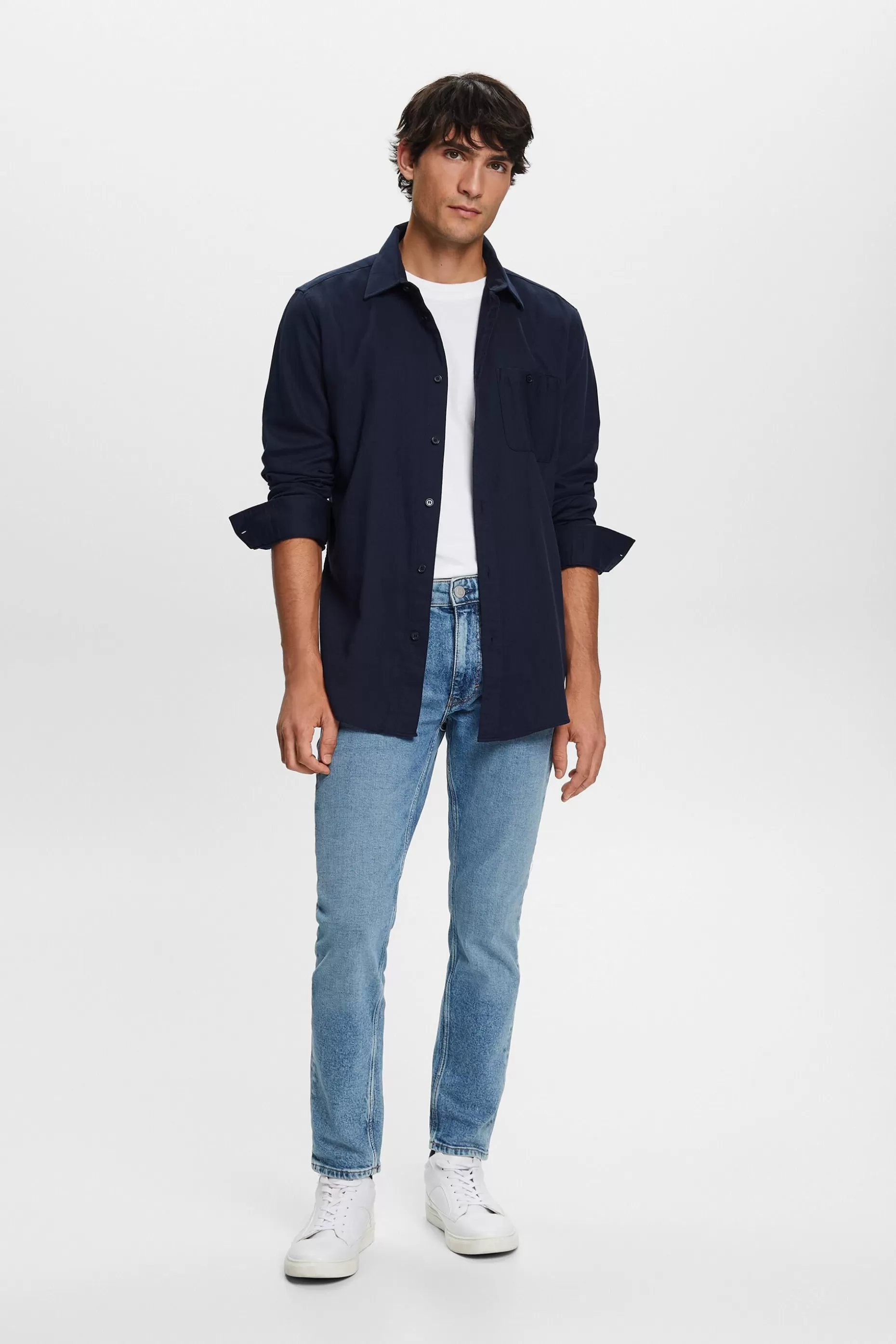 ESPRIT Textured slim fit shirt, 100% cotton at our Online Shop * Sale Under $30