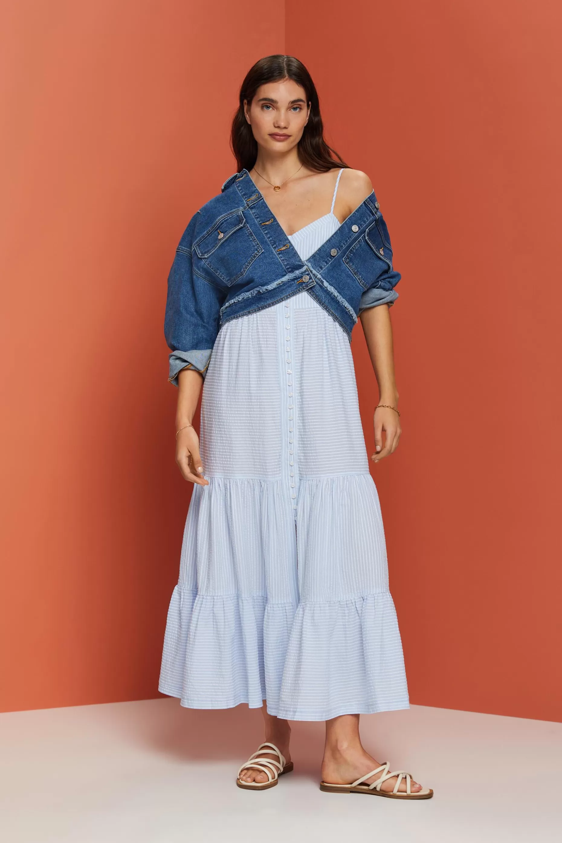ESPRIT Tiered Button Front Maxi Dress at our Online Shop *Women Dresses + Jumpsuits