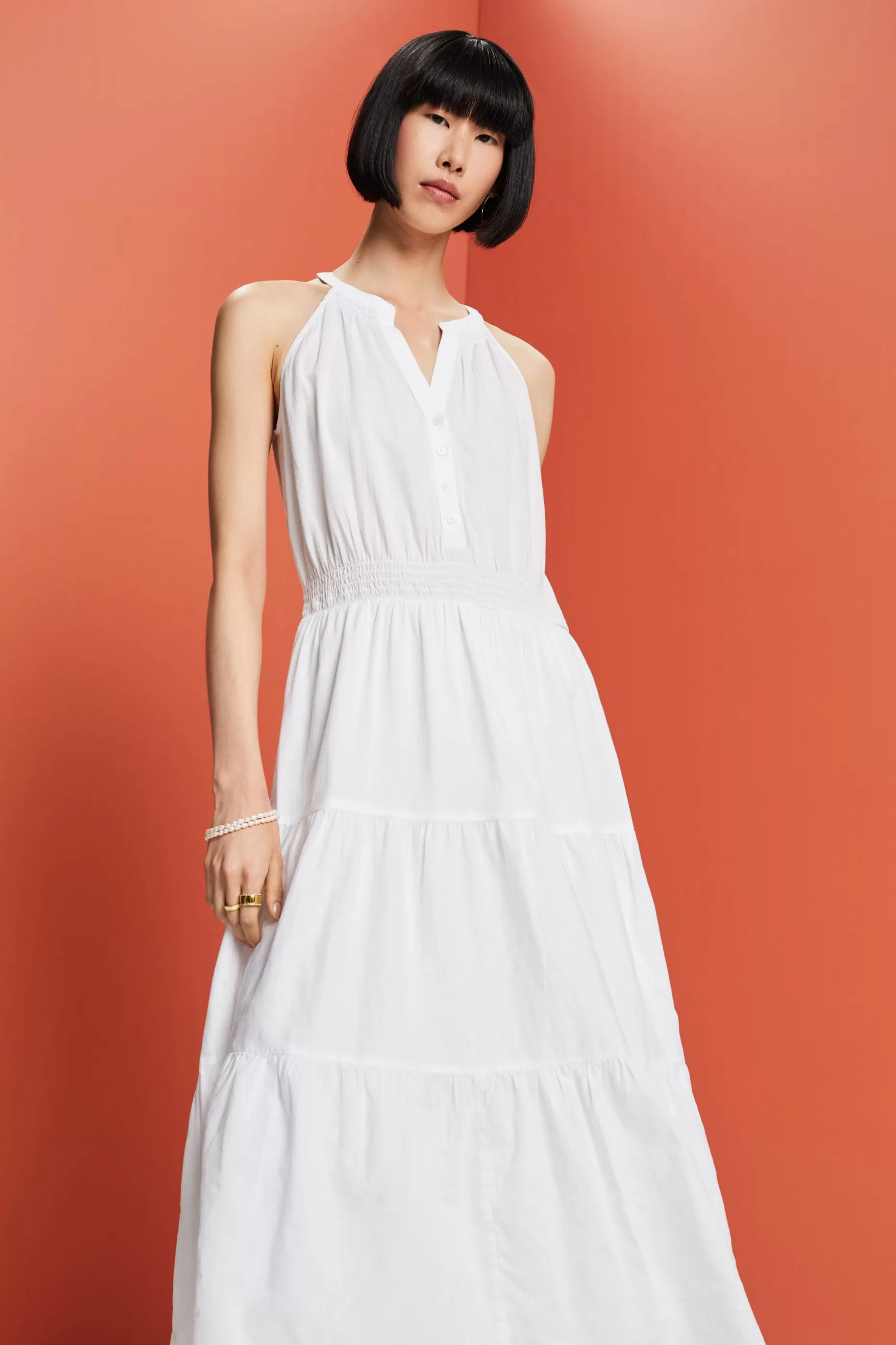 ESPRIT Tiered Cotton Midi Dress at our Online Shop * Sale Under $50