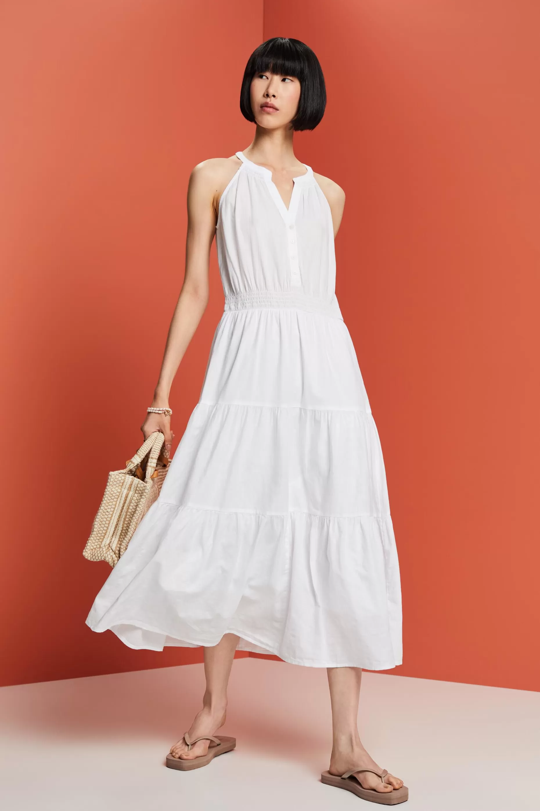 ESPRIT Tiered Cotton Midi Dress at our Online Shop * Sale Under $50
