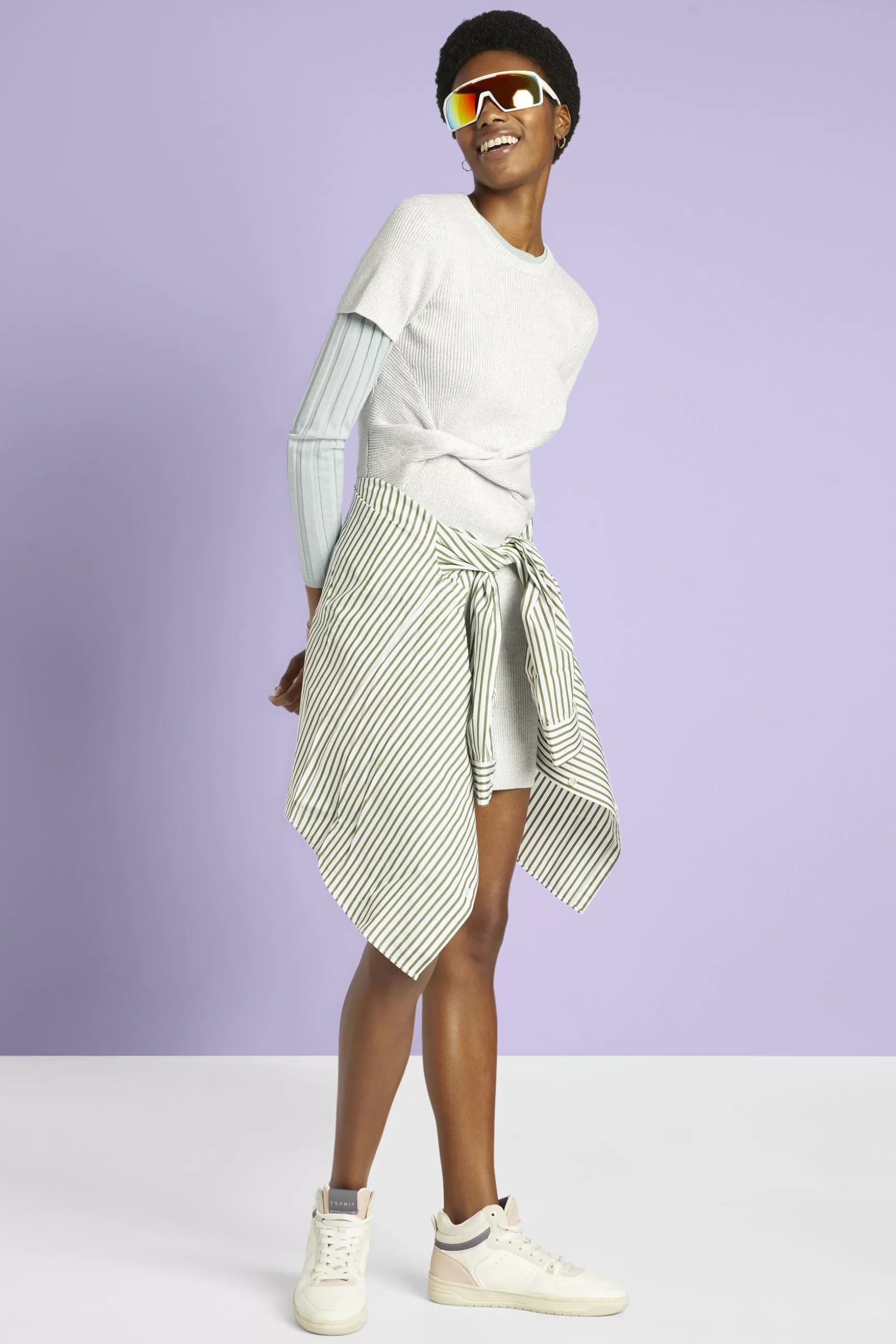 ESPRIT Twisted waist metallic ribbed dress at our Online Shop * Sale Under $75
