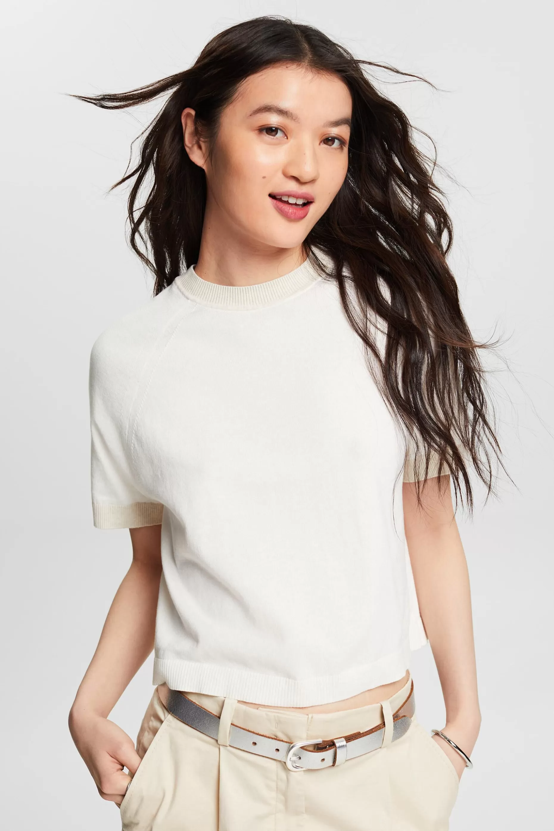 ESPRIT Two-Tone Short-Sleeve Sweater at our Online Shop *Women Sweaters