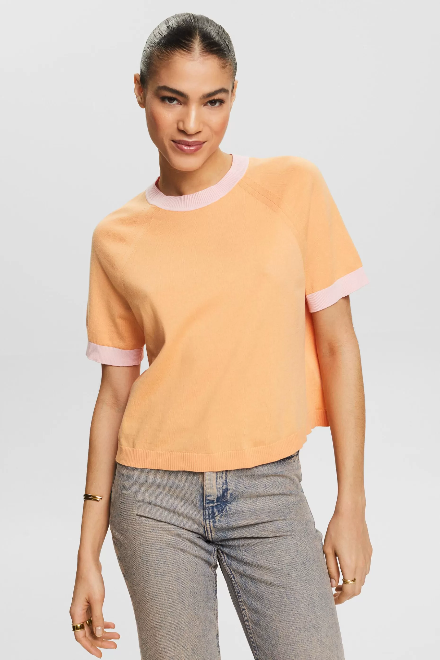 ESPRIT Two-Tone Short-Sleeve Sweater at our Online Shop *Women The Pastel Edit