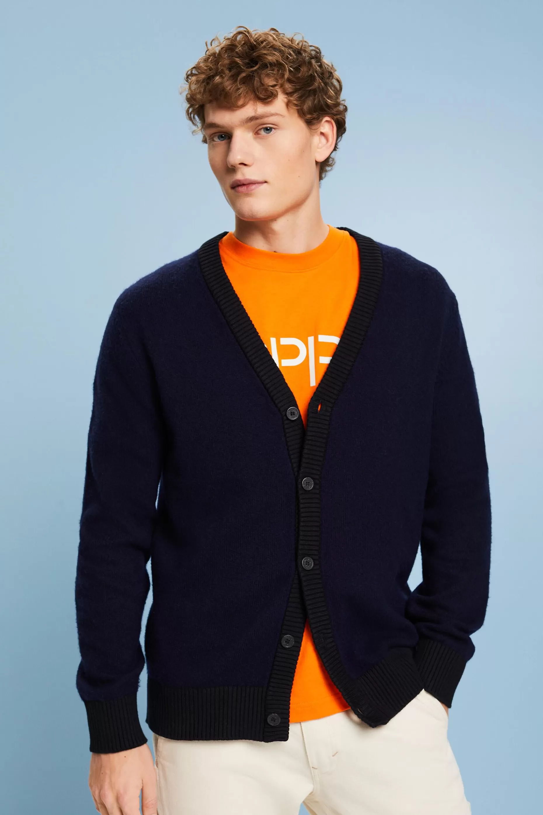 ESPRIT Two-Tone V-Neck Sweater at our Online Shop *Men Sweaters