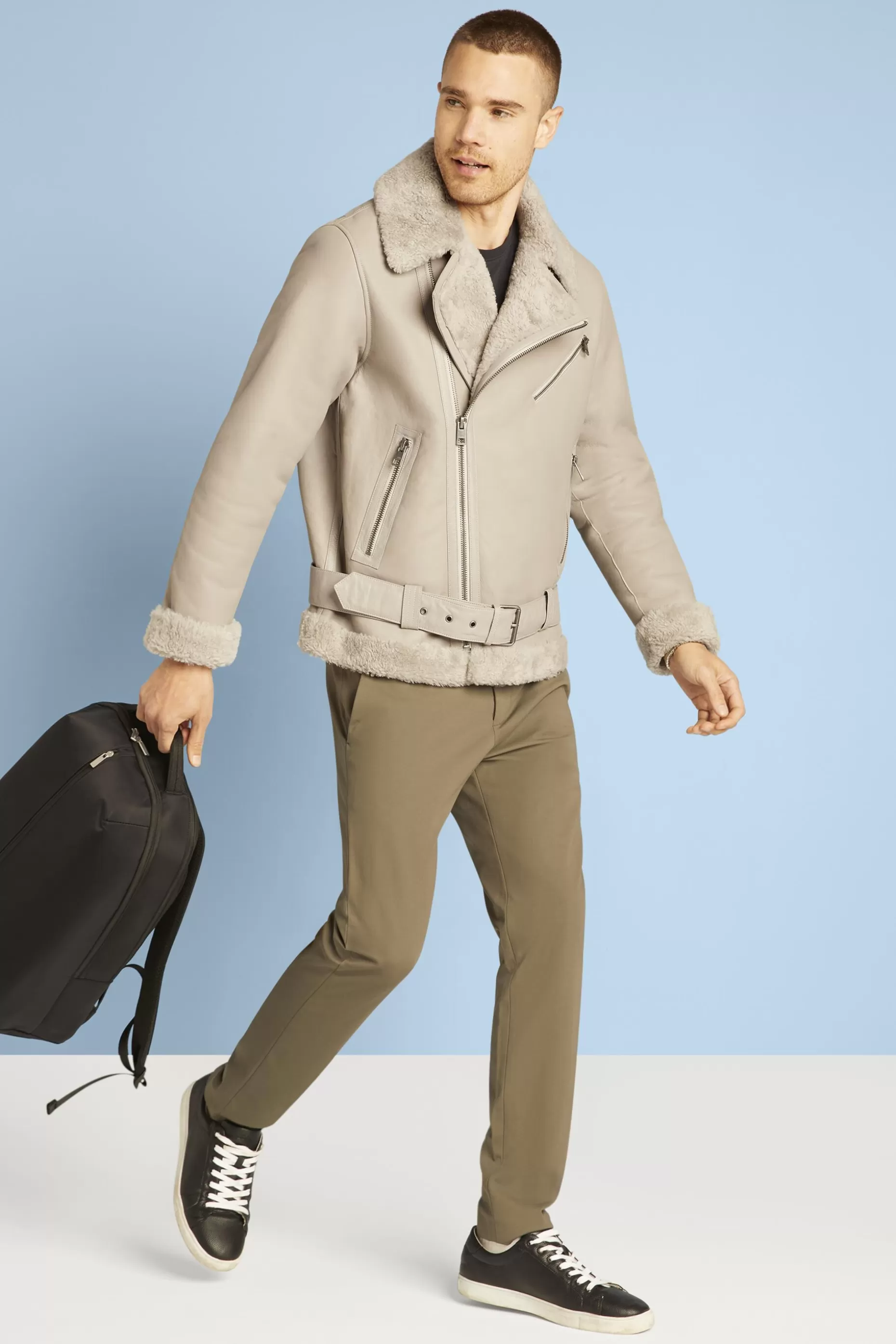 ESPRIT Unisex Leather Shearling Jacket at our Online Shop *Men Jackets + Coats