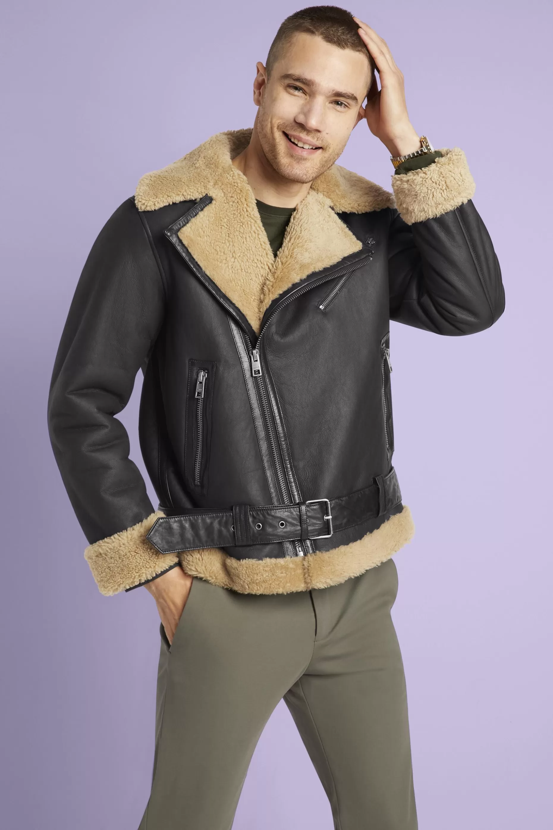 ESPRIT Unisex Leather Shearling Jacket at our Online Shop *Men Premium Picks