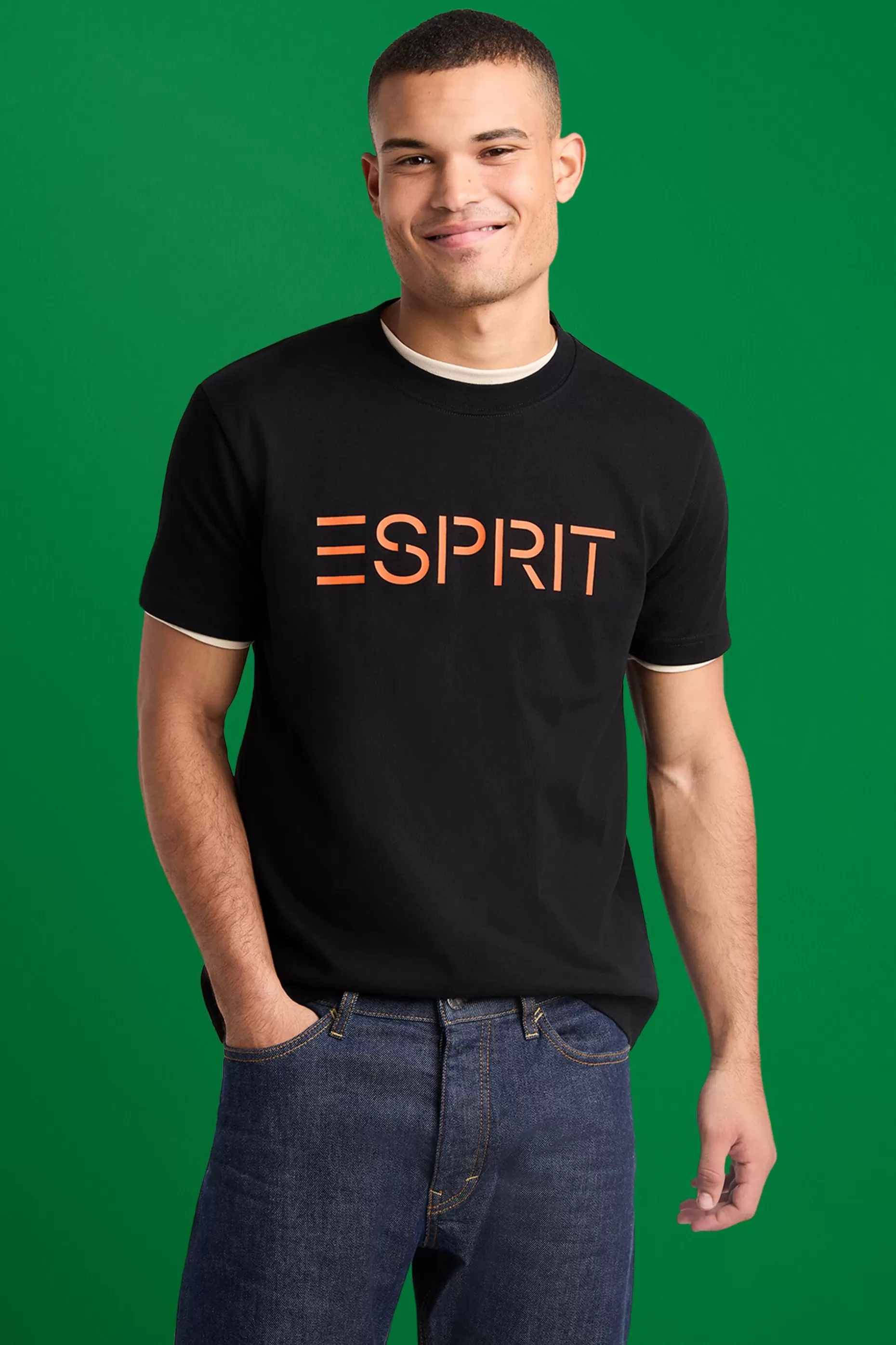 ESPRIT Unisex Logo Cotton Jersey T-Shirt at our Online Shop *Men T-Shirts + Polos